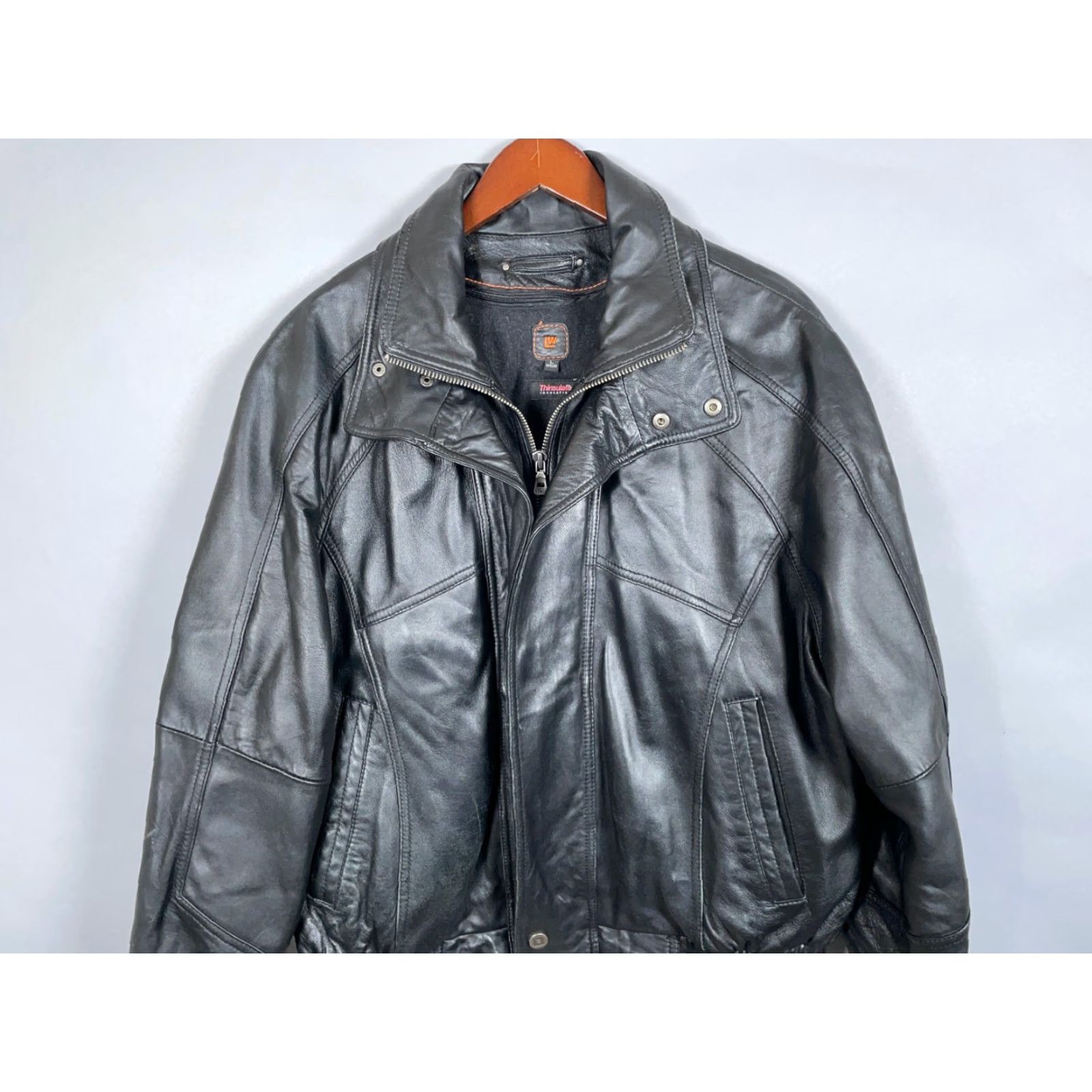 Vintage Wilsons Leather Jacket Adult Large Black + Wool Zip Out Liner Zip Up Short Coat Motorbike Style Size US L / EU 52-54 / 3 - 3 Thumbnail