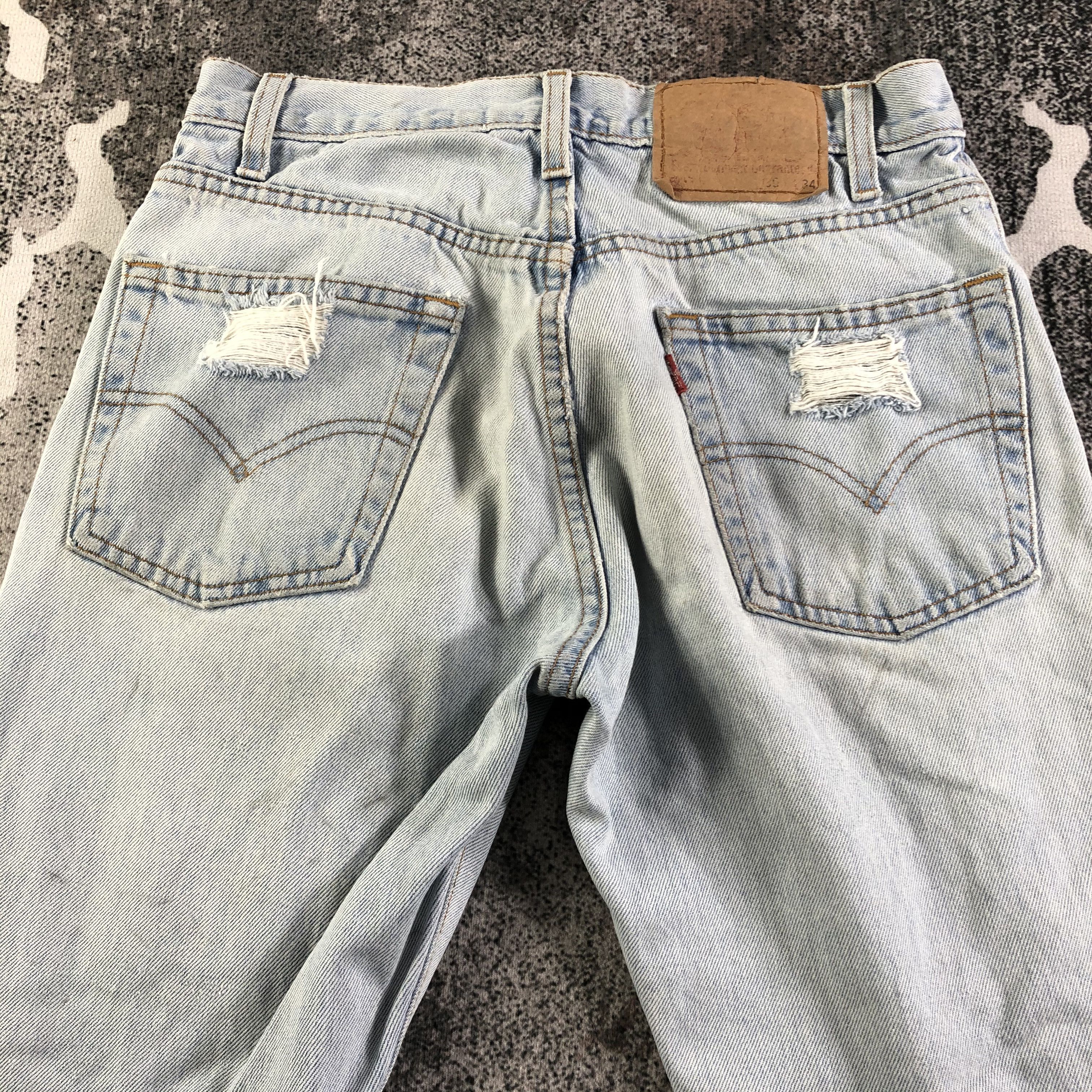 Levi's Vintage Levis 505 Jeans Ripped Denim KJ2293 Size US 28 / EU 44 - 4 Thumbnail