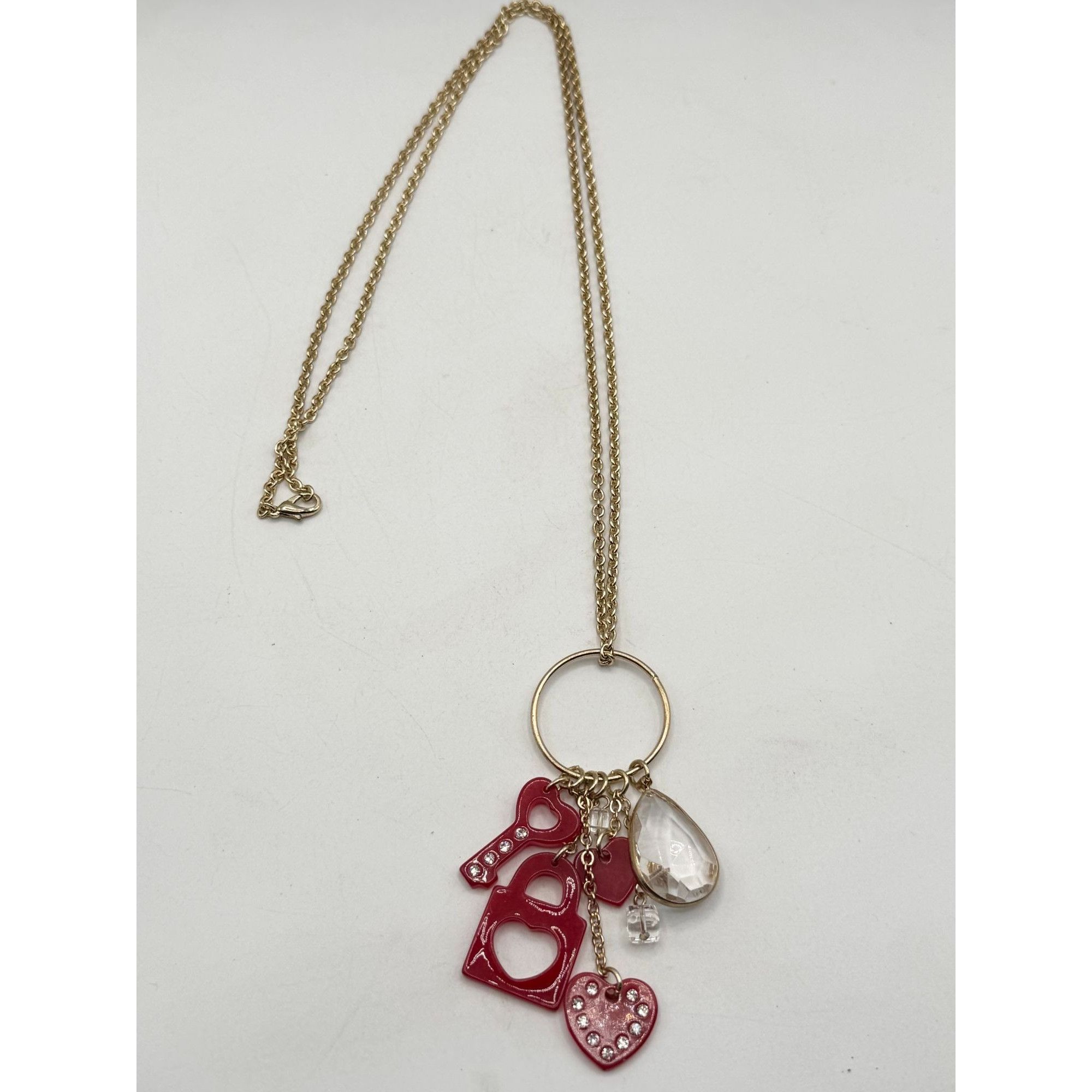 Other Red key heart love rhinestone lucite ring pendant charm neck Size ONE SIZE - 4 Thumbnail