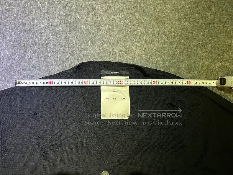 Song For The Mute SONG FOR THE MUTE Black wool cardigan with holes Size US M / EU 48-50 / 2 - 6 Thumbnail