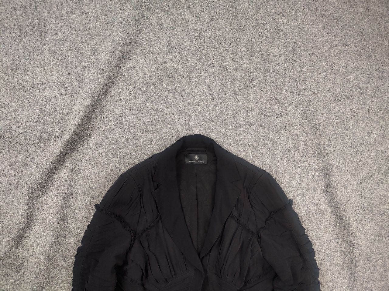 Vintage Rena Lange Design Black silk pleated texture Blazer Jacket Size XL / US 12-14 / IT 48-50 - 1 Thumbnail