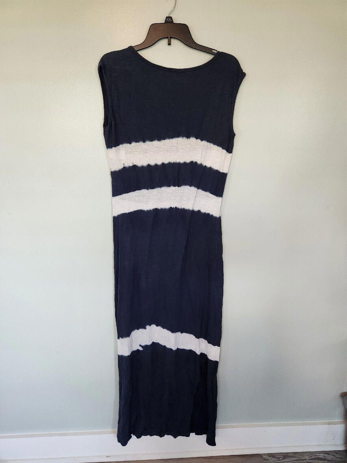 Designer Beach Lunch Lounge Maxi Dress Medium V Neck Blue Tie Dye Size M / US 6-8 / IT 42-44 - 2 Thumbnail