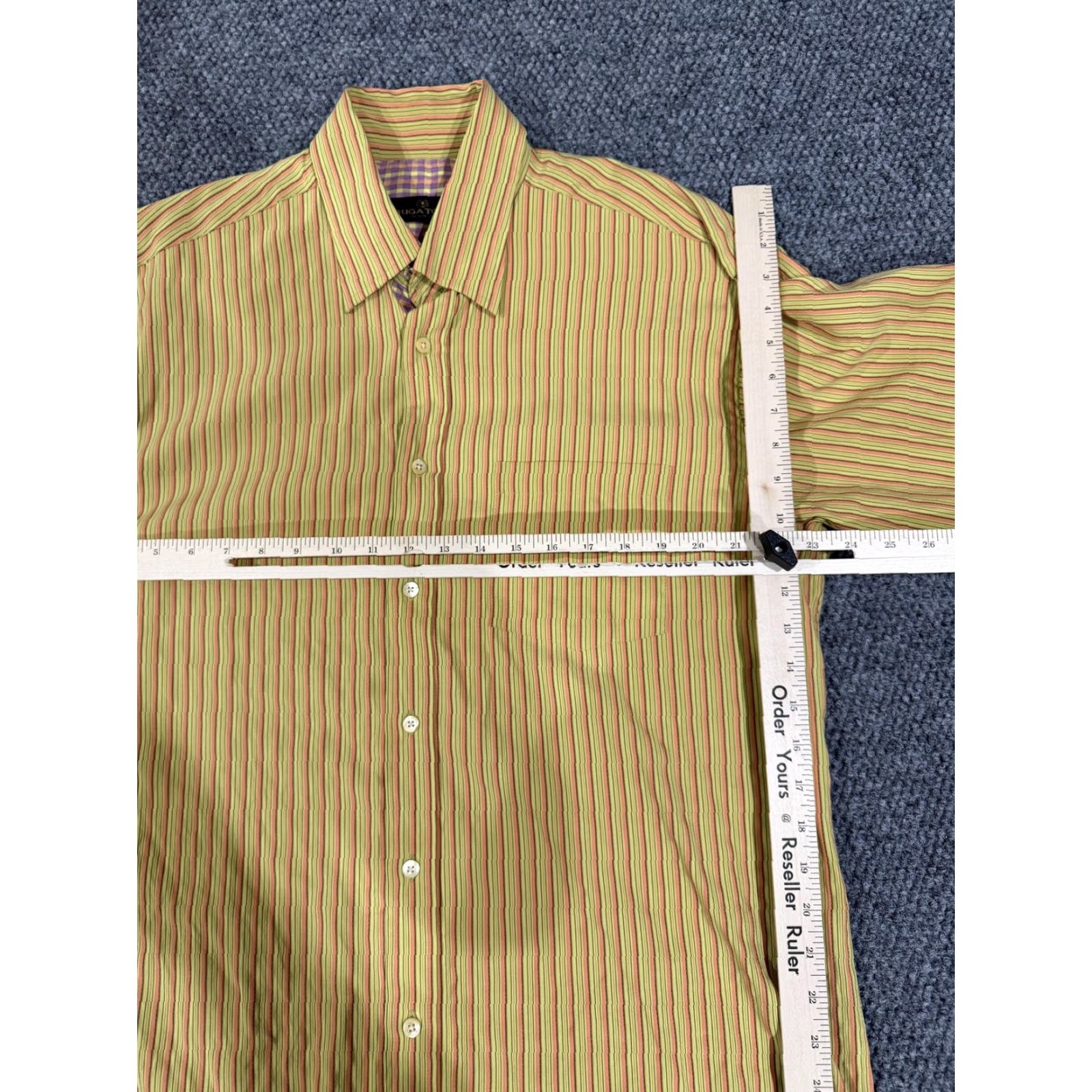 BUGATCHI Bugatchi Uomo Shirt Mens L Yellow Stripe Long Sleeve Button Front Dress Top Size US L / EU 52-54 / 3 - 3 Thumbnail