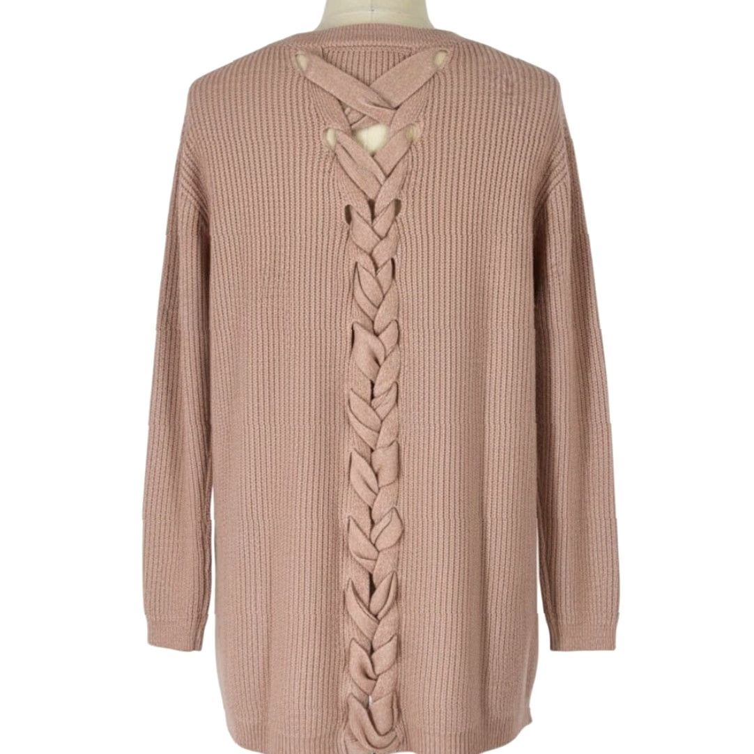 Vintage Maurices Cardigan L Pink Criss Cross Back Open Front Soft Balletcore Boho Shirt Womens L Blush Pink Cardigan Size L / US 10 / IT 46 - 2 Thumbnail