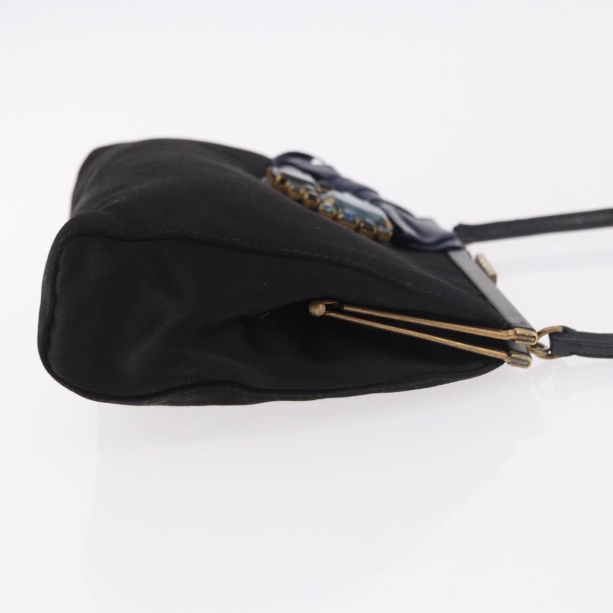Miu Miu Miu Miu Hand Bag Satin Black Gold Auth 187043A - Jerrillo Size ONE SIZE - 3 Thumbnail