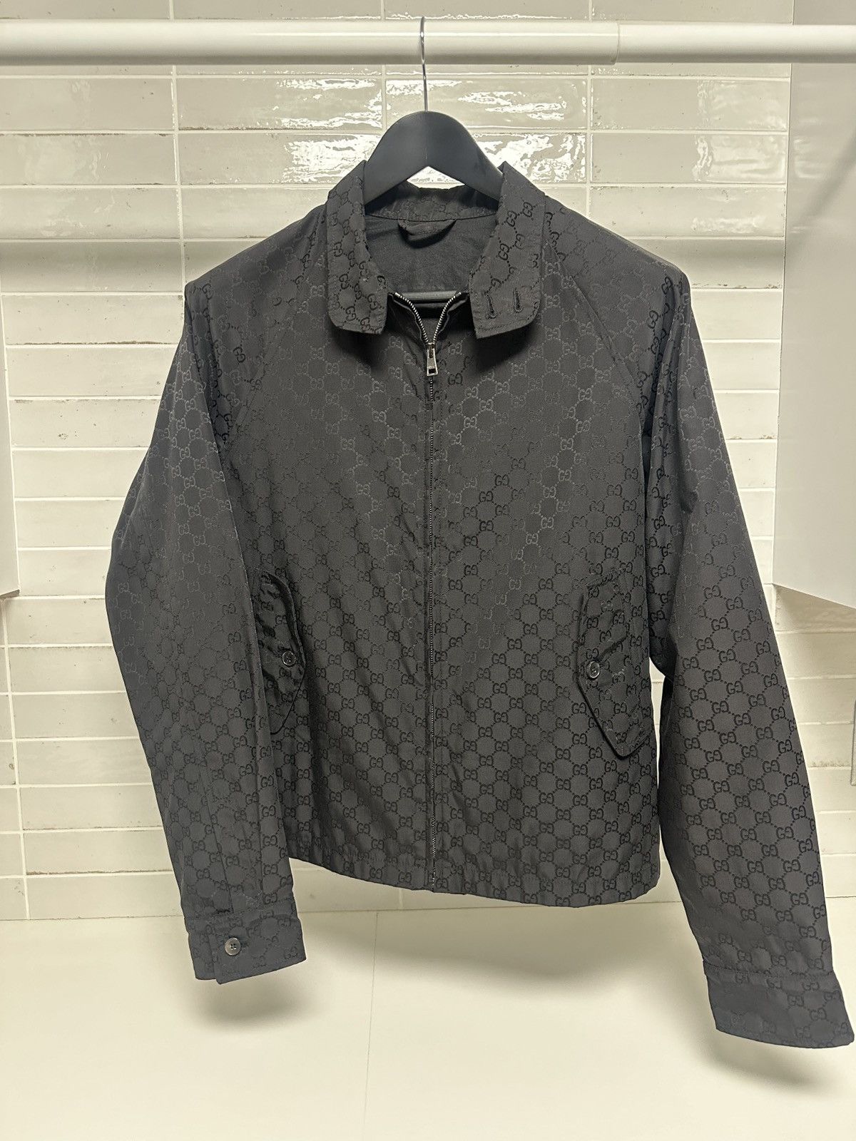 image of Gucci Gg Jacquard Monogram Jacket in Black, Men's (Size Small)