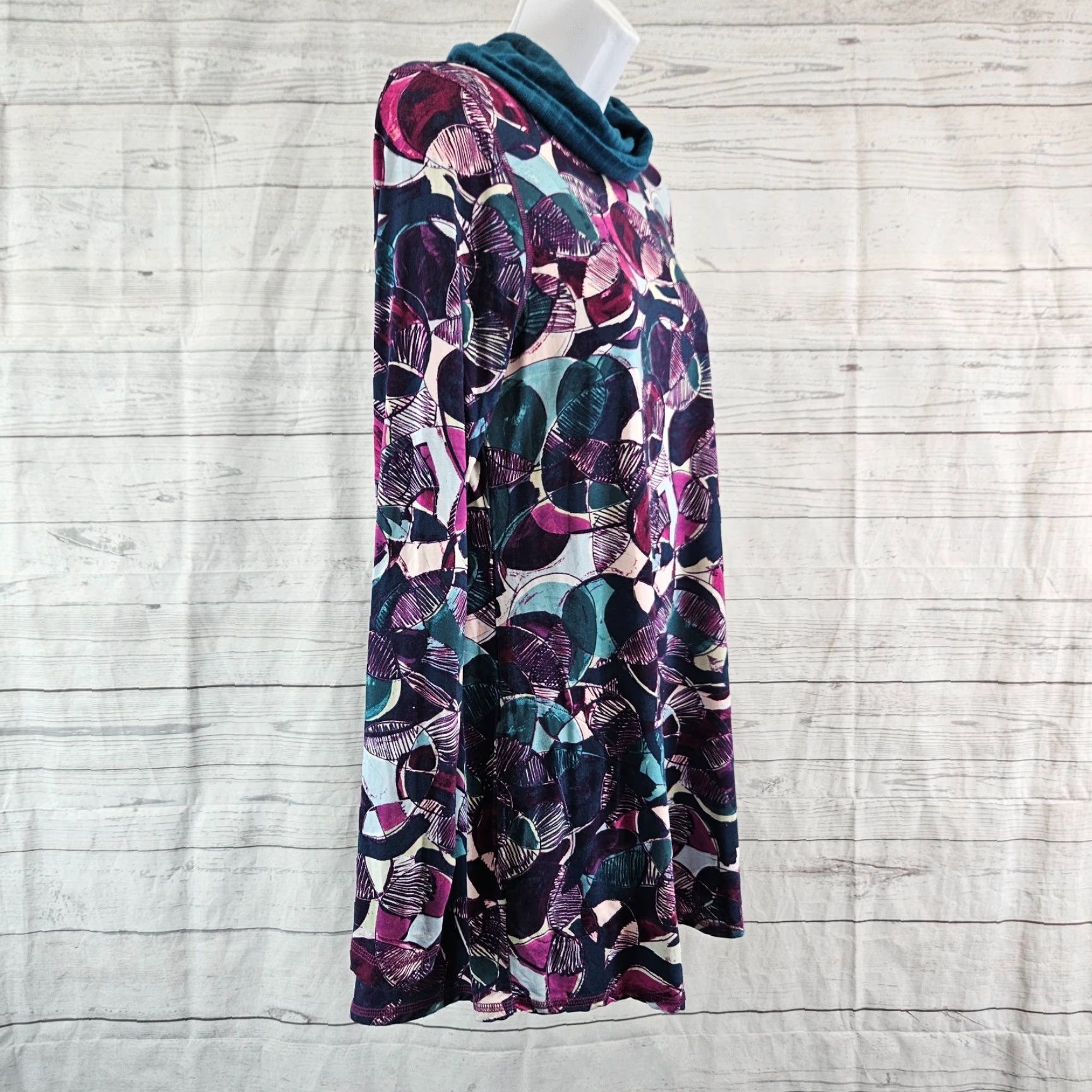 Vintage LOGO Lori Goldstein Womens Blouse XS Purple Cowl Neck Long Sleeve Tunic Shirt Size XS / US 0-2 / IT 36-38 - 3 Thumbnail