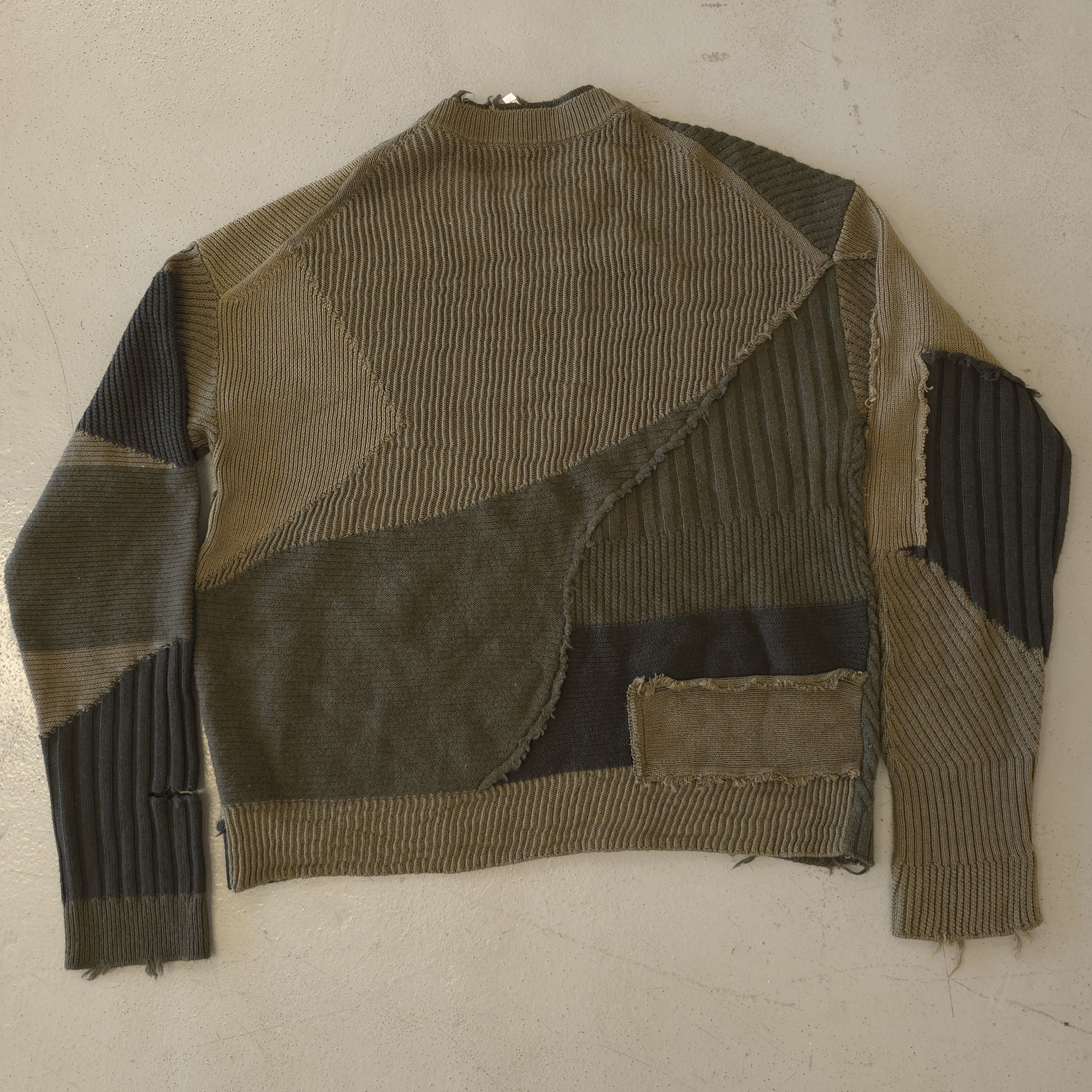 Helmut Lang Patchwork Military Knit Ribbed Sweater Size US M / EU 48-50 / 2 - 2 Thumbnail