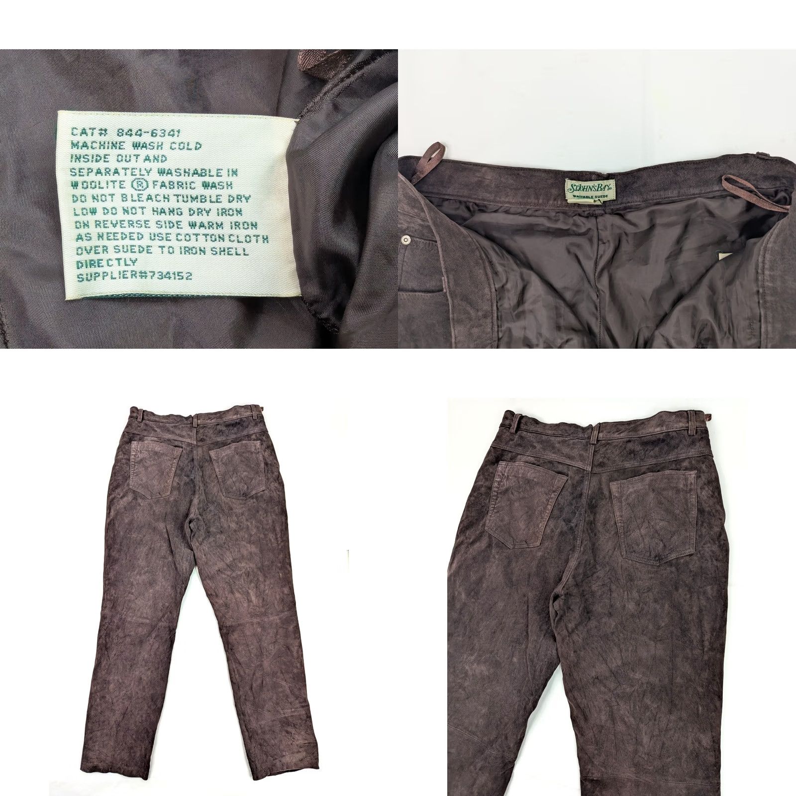 Vintage VINTAGE St. John's Bay Washable Suede Leather Straight Pants Women 14 (32x29) Brown Size 36" / US 14 / IT 50 - 8 Thumbnail