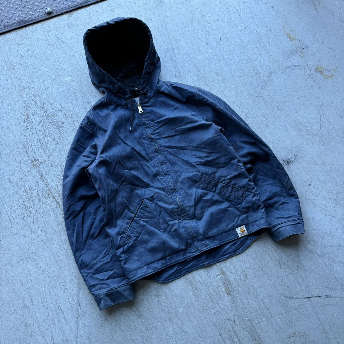 Carhartt × Vintage Crazy Vintage FADED Carhartt Navy Faded Hooded Jacket Size US M / EU 48-50 / 2 - 2 Thumbnail