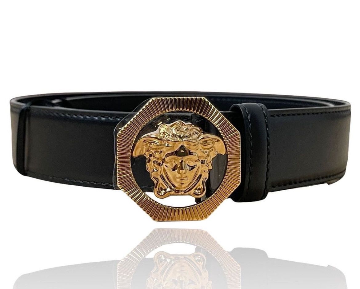 image of Versace Leather Belt Medusa in Black, Men's