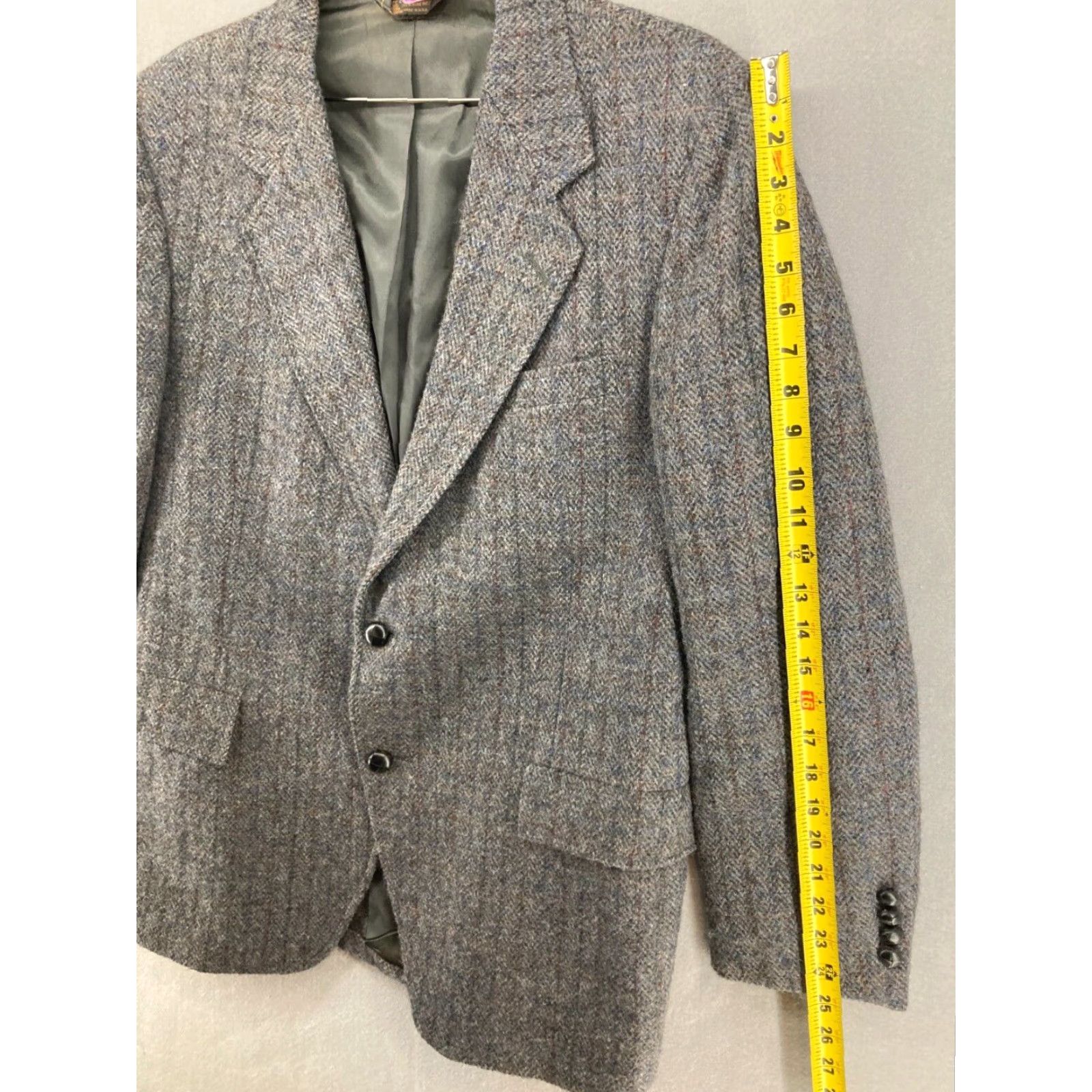 Vintage VINTAGE Kuppenheimer Tweed Blazer Mens 44R Gray Herringbone Sports Coat 90s Bohemian Size 44R - 4 Thumbnail