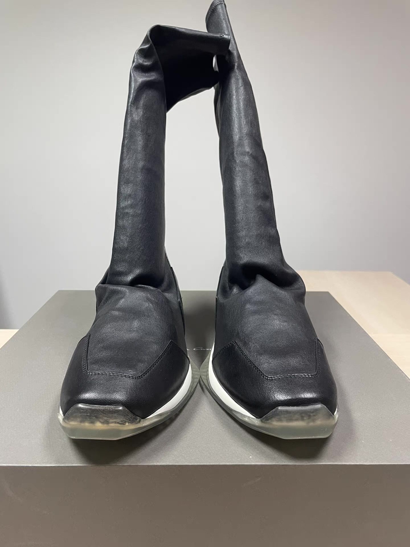 Rick Owens Rick Owens Tank Lambskin High Top Boots with Clear Sole Ｑ21 Size US 7 / EU 40 - 7 Thumbnail