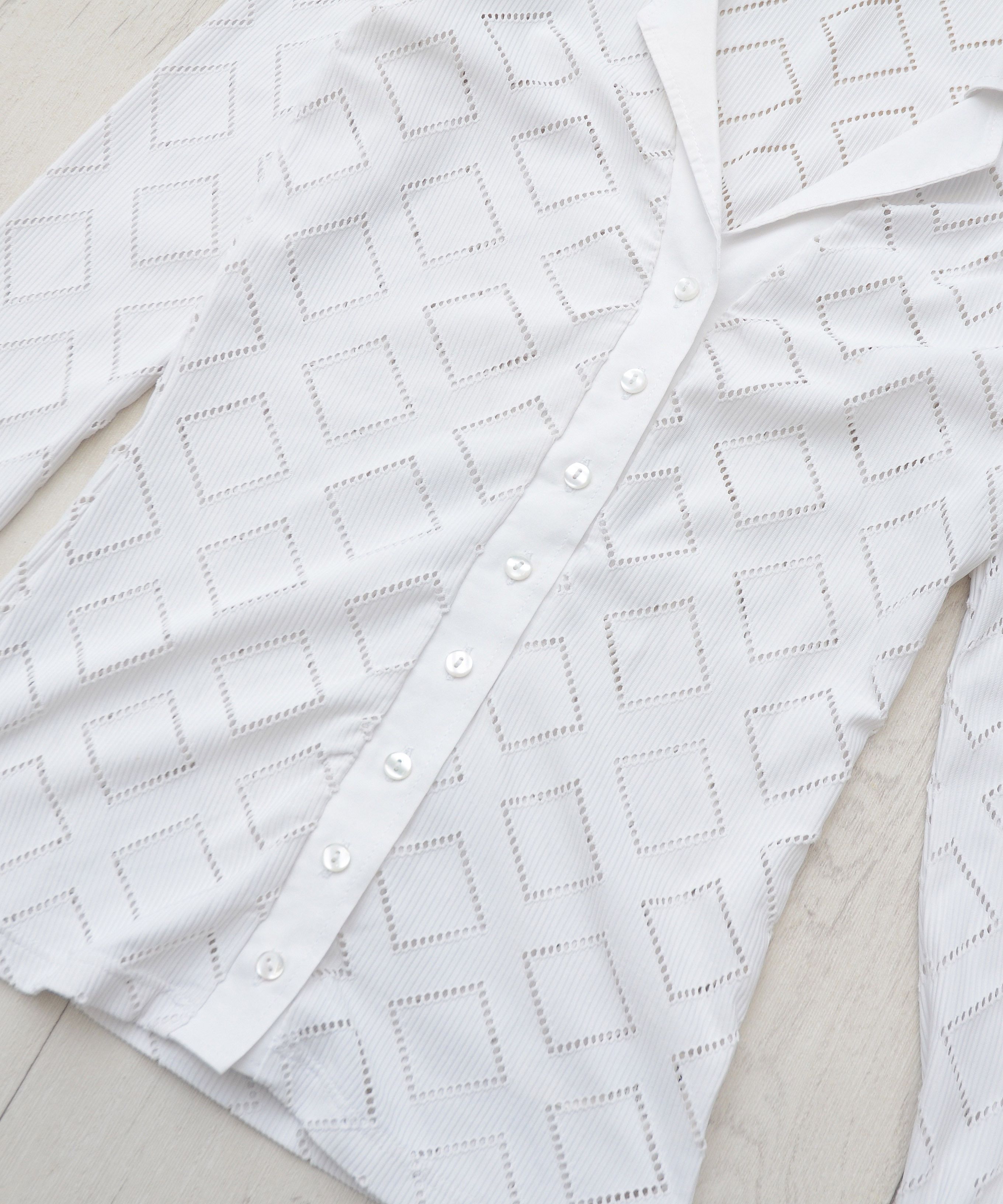 Vintage Vintage NaraCamicie Nara Camicie White sheer Blouse Size S / US 4 / IT 40 - 4 Thumbnail