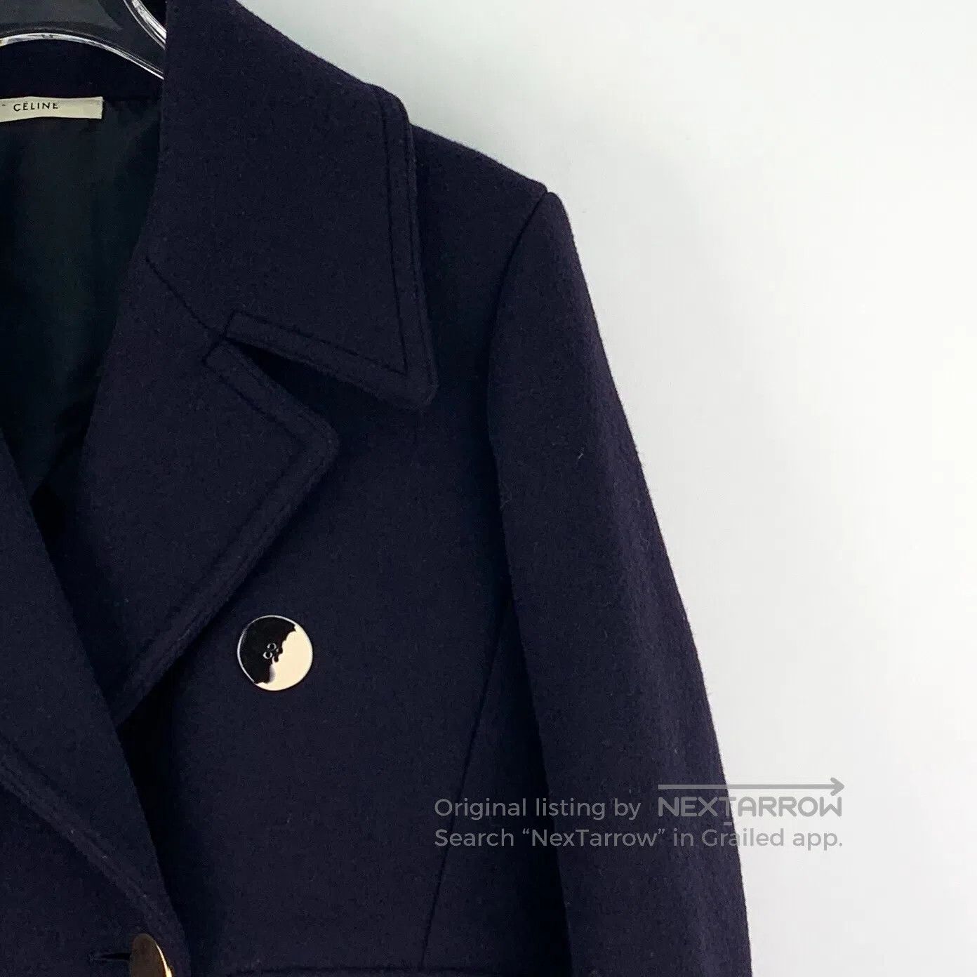 Celine CELINE Navy blue wool lapel double-breasted long sleeve co Size XS / US 0-2 / IT 36-38 - 3 Thumbnail