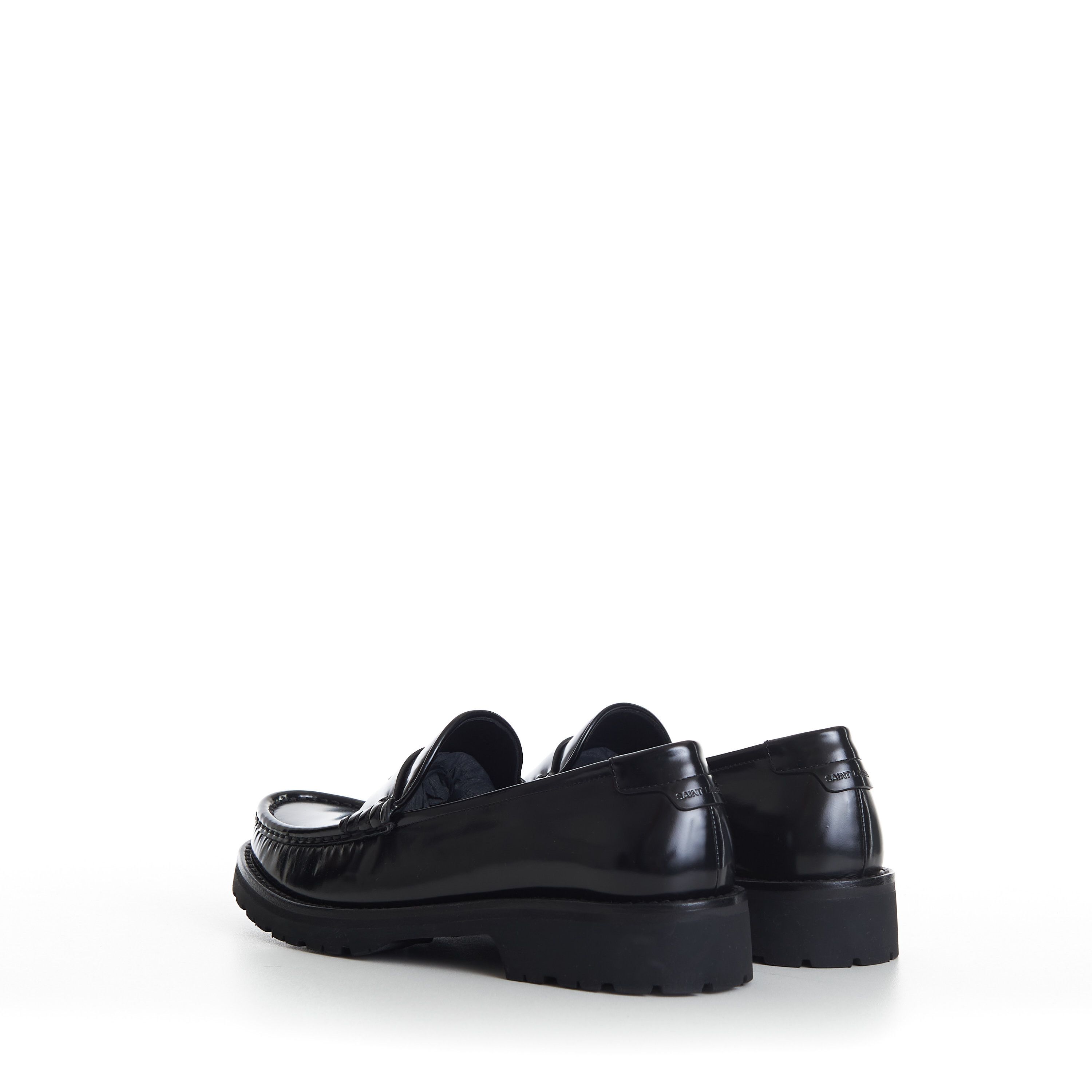 Saint Laurent Paris Black Penny Loafers - Chunky Sole, Glazed Leather, YSL Size US 11 / EU 44 - 7 Thumbnail