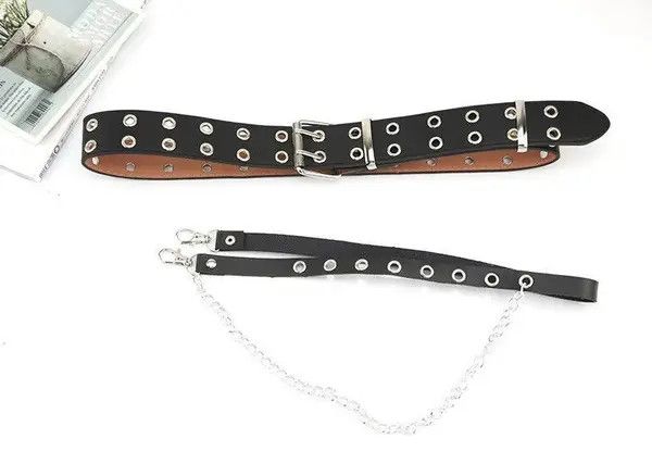 Other Unisex Punk Style Buttonhole Belt Size ONE SIZE - 3 Thumbnail