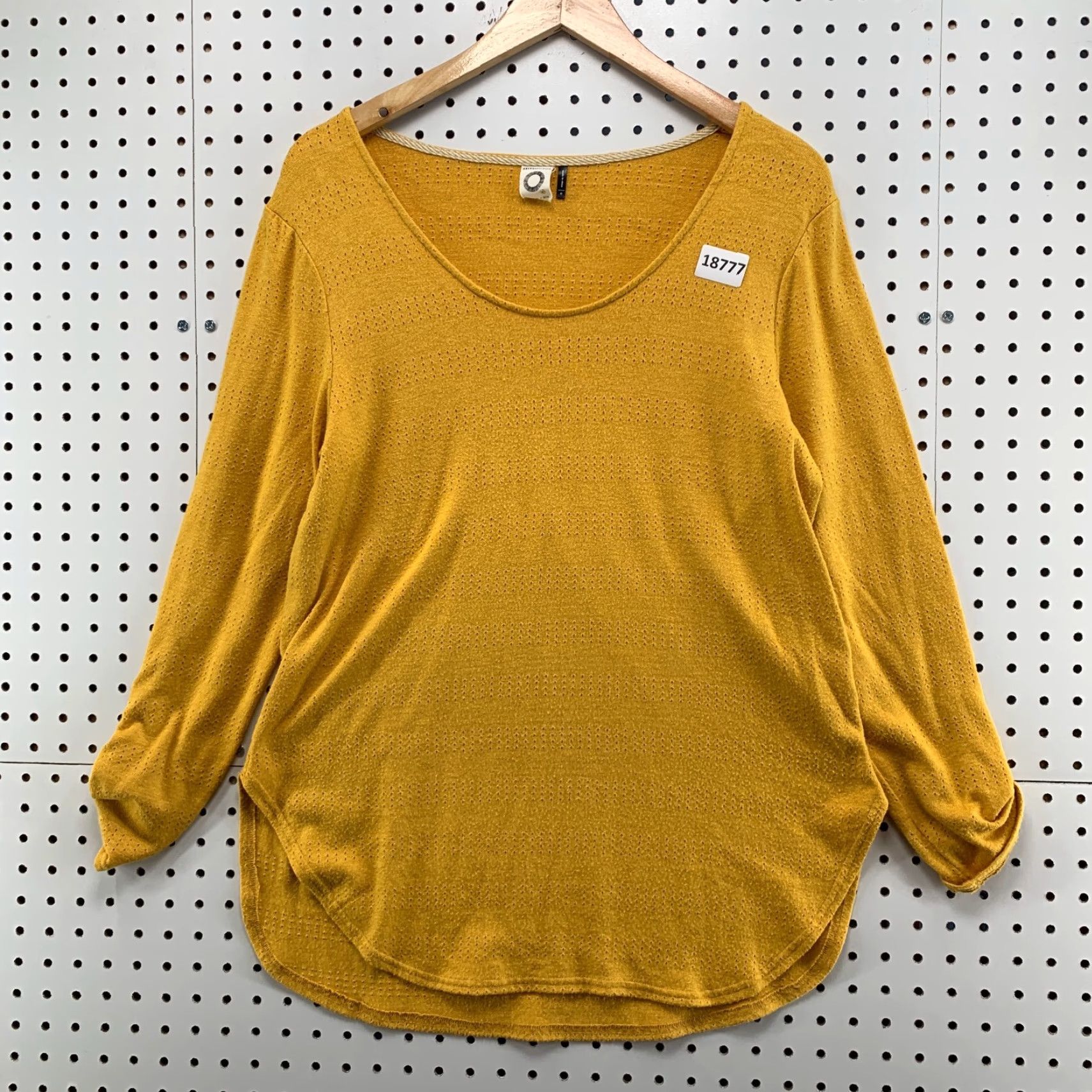 Anthropologie VINTAGE Akemi + Kin Pointelle Blouse Yellow Women’s Medium Long Sleeve Casual Top Size M / US 6-8 / IT 42-44 - 5 Thumbnail