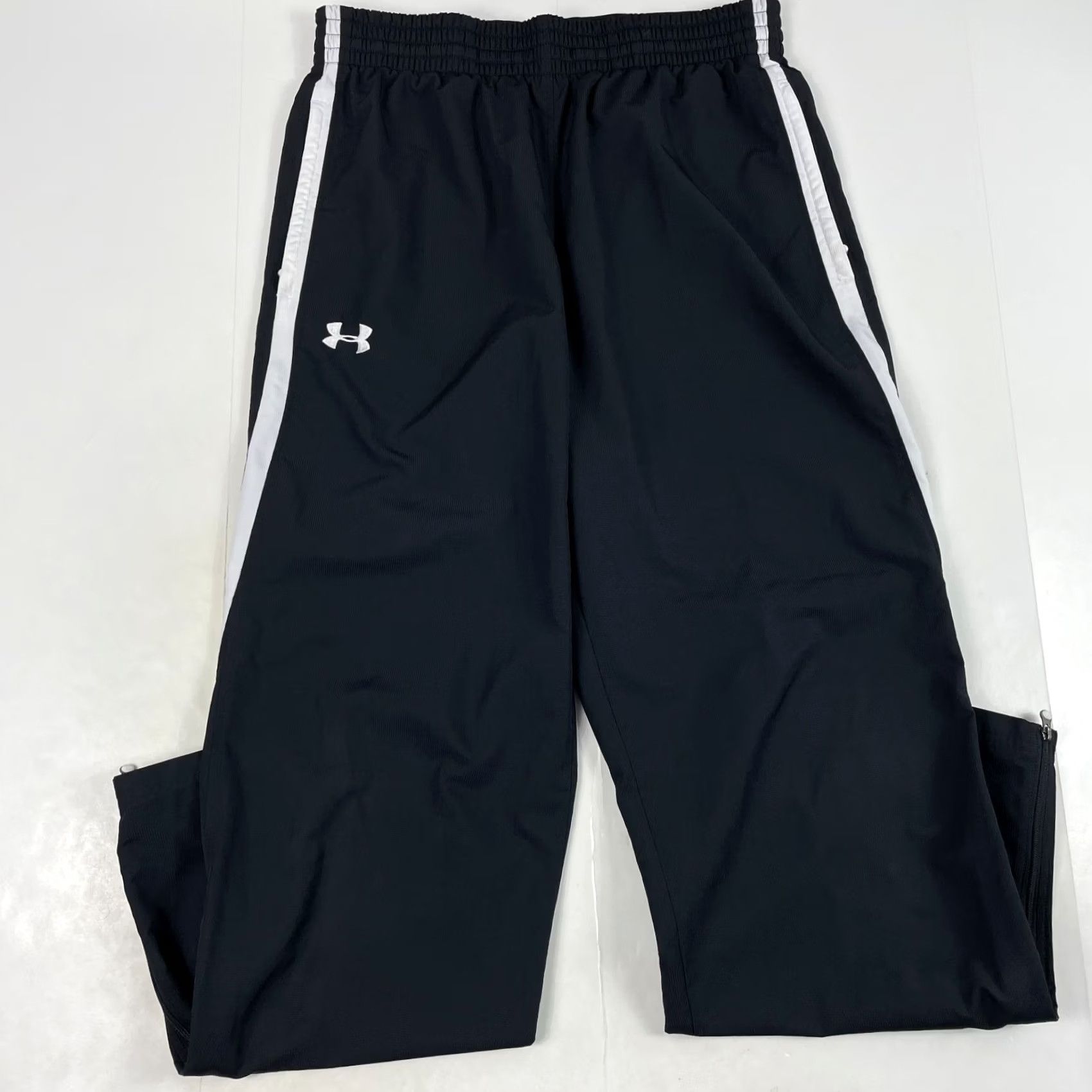 Under Armour Under Armour Track Pants Men Large Black Relaxed Straight Lined Baggy Workout Gym Size US 31 - 2 Thumbnail