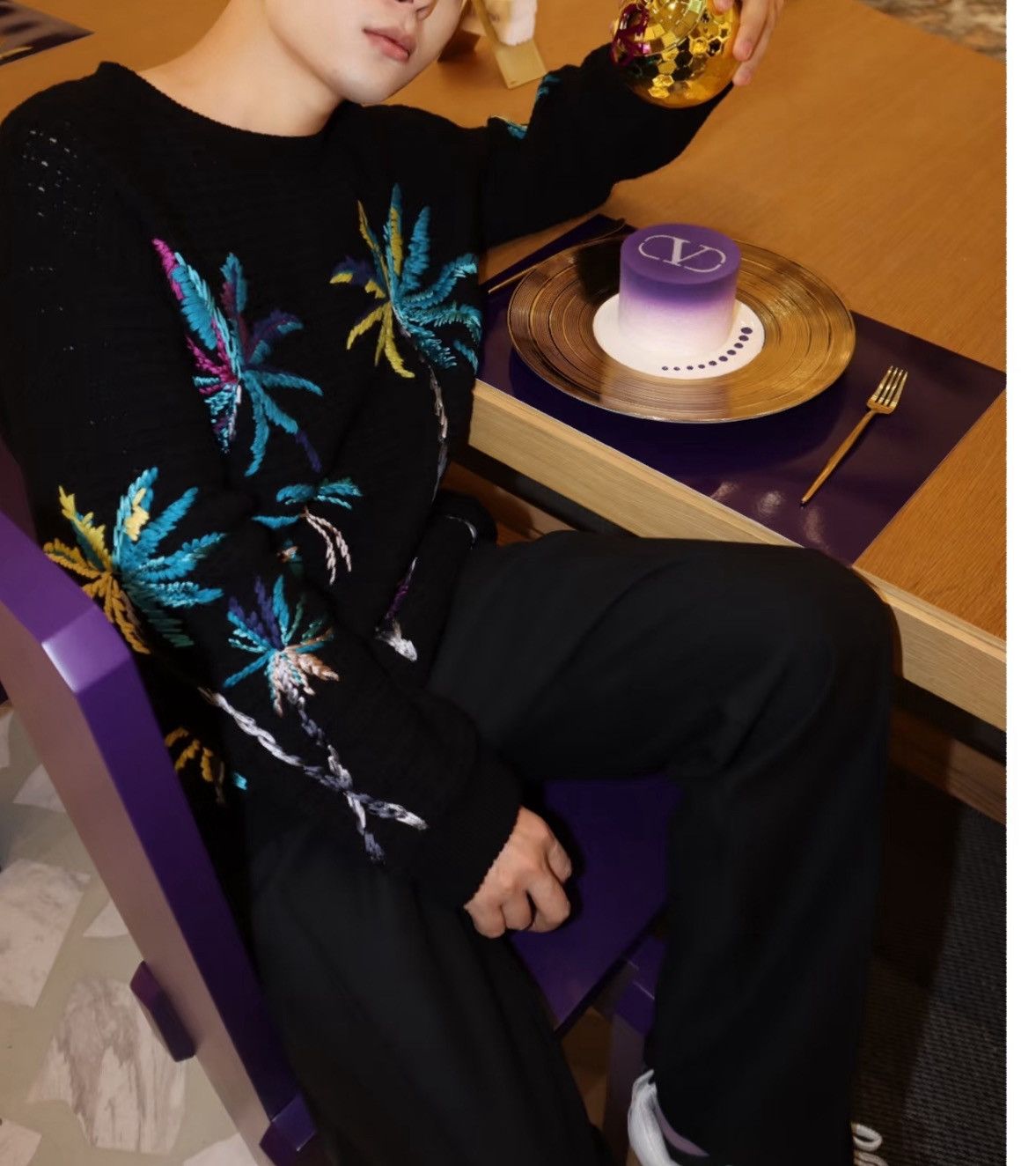 Valentino Multicolored palm tree embroidery jumper size M Size US M / EU 48-50 / 2 - 2 Thumbnail