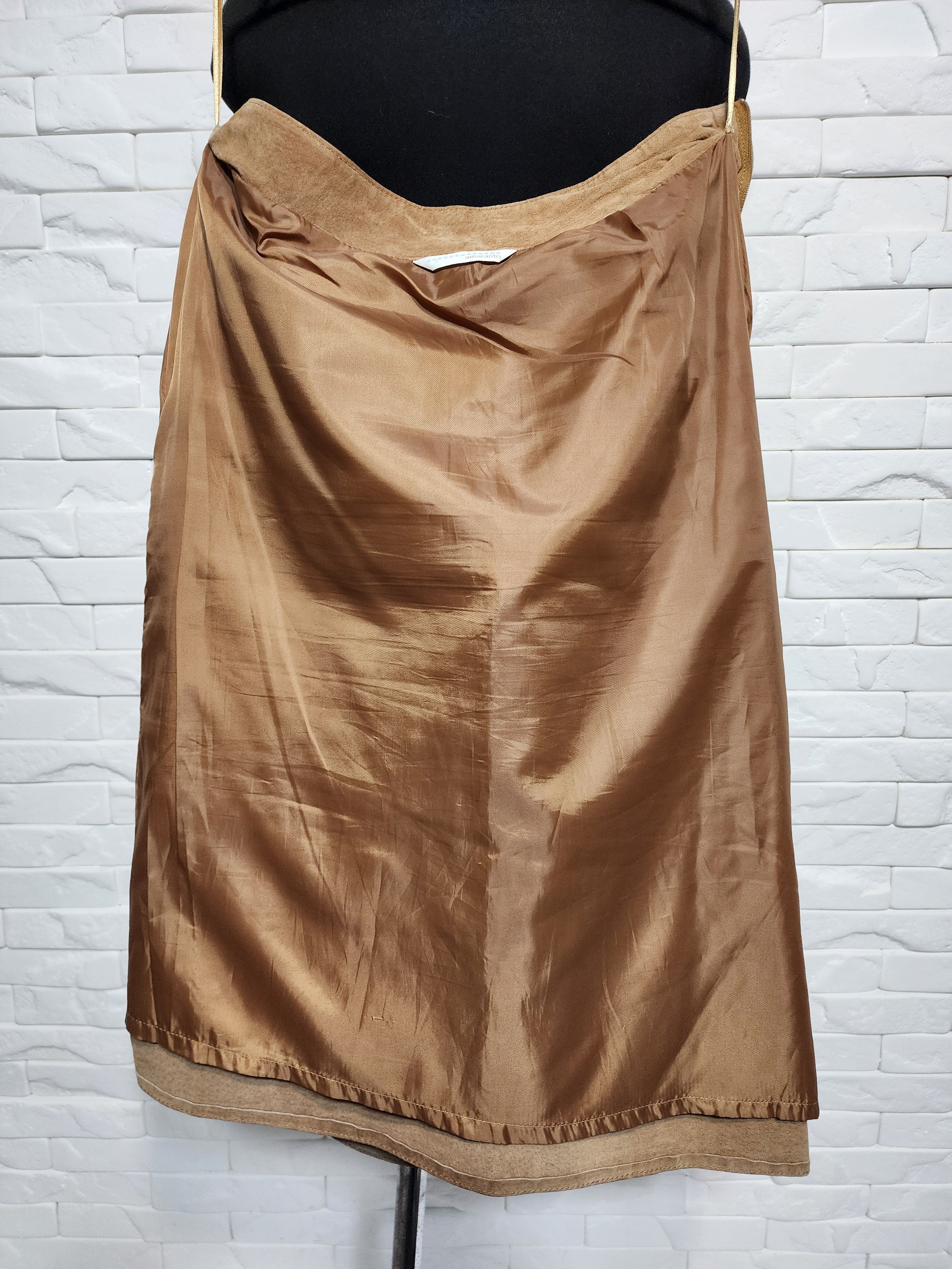 Other Brown Suede Leather Skirt, Plastic Zipper Fasteners Size 32" / US 10 / IT 46 - 8 Thumbnail