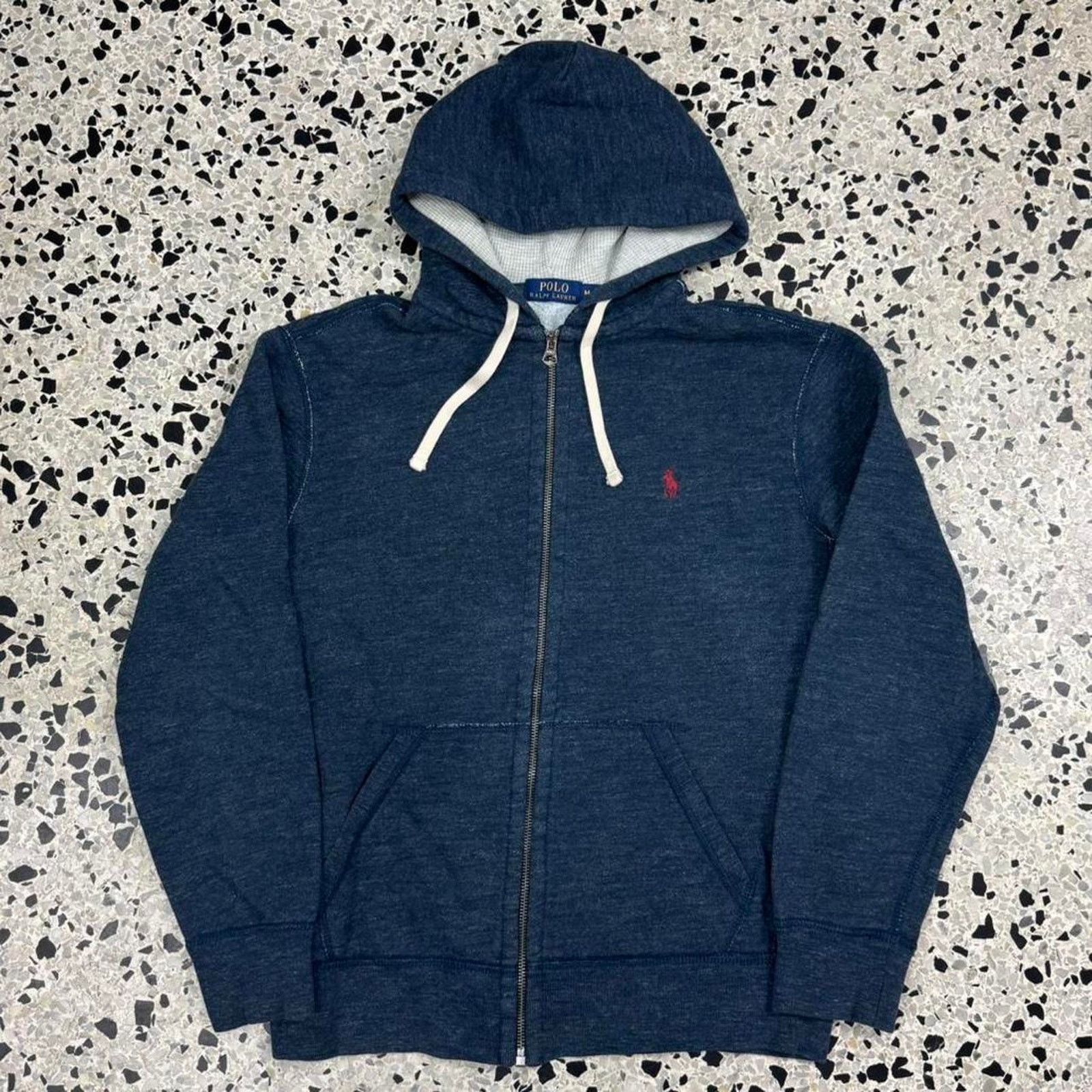 VINTAGE Y2K POLO BY RALPH LAUREN DARK GRAY ZIP UP HOODIE: