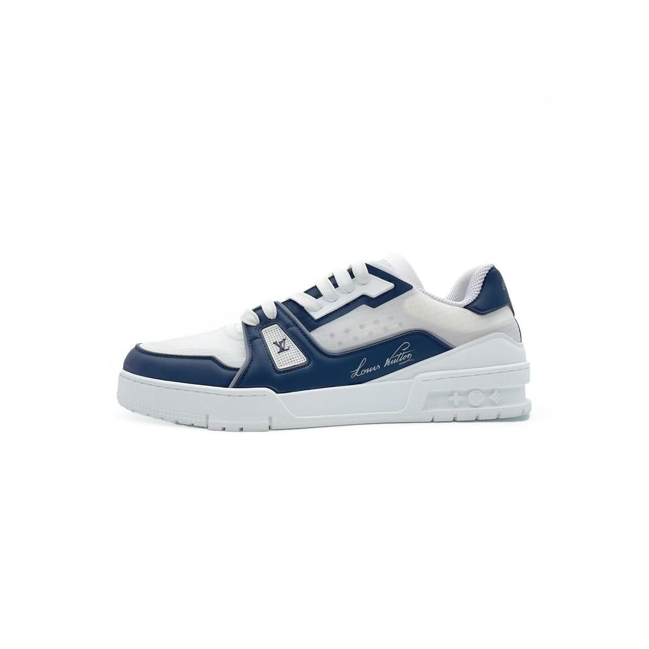 Louis Vuitton Louis Vuitton White & Marine Trainer Sneakers Size US 9 / IT 39 - 1 Thumbnail