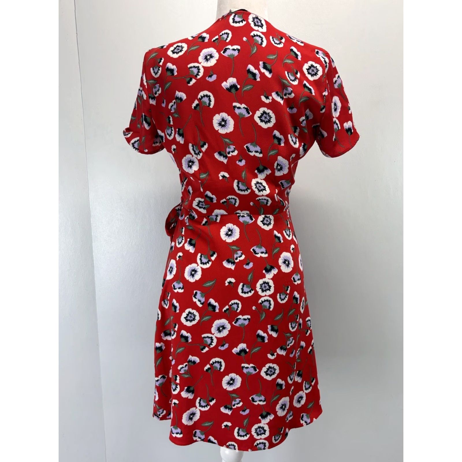 J.Crew J. Crew Red Poppy Wrap Dress Sz 0 VGUC Flutter Sleeve Size XS / US 0-2 / IT 36-38 - 3 Thumbnail