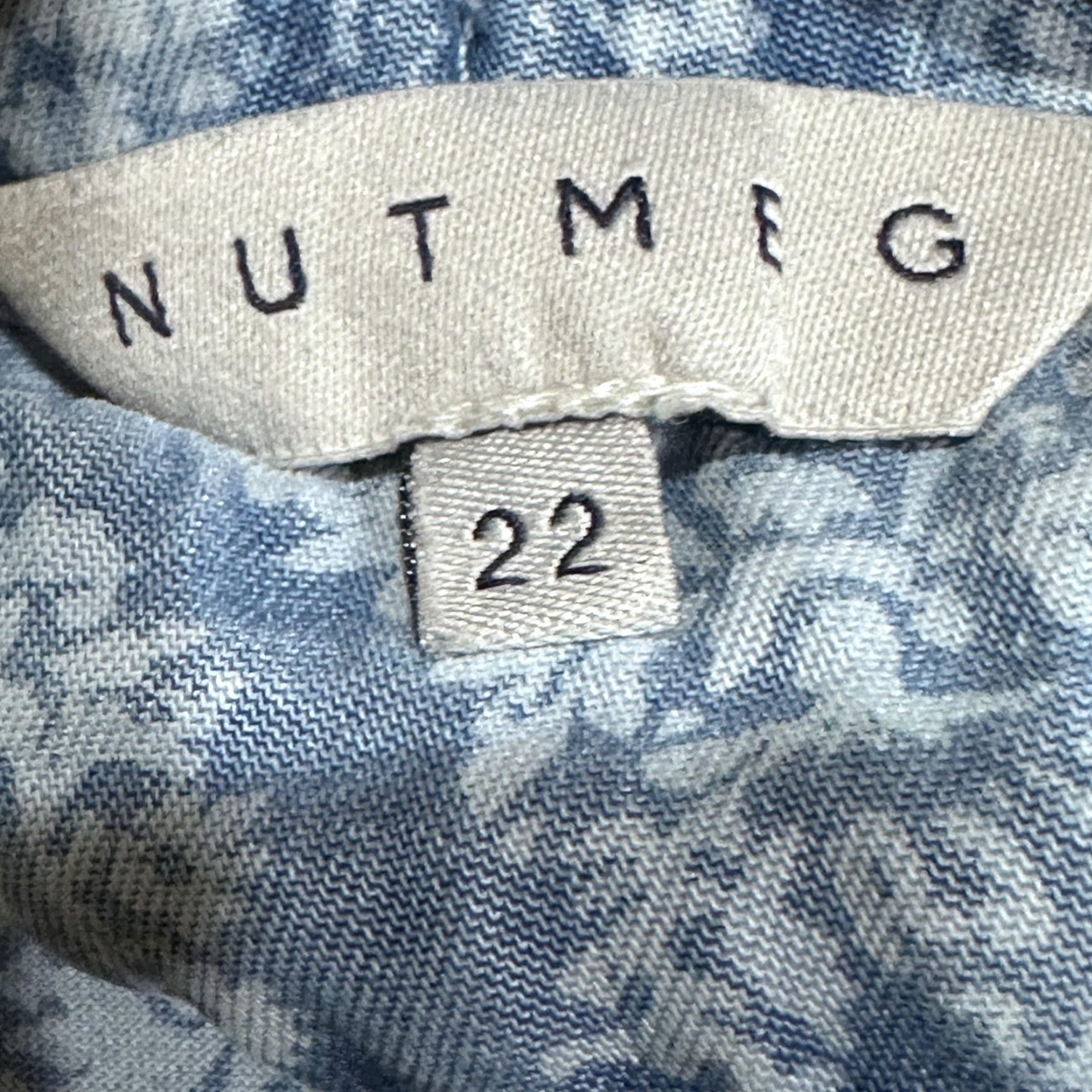 Nutmeg Nutmeg Pants Women Plus 22 Blue White Paisley Elastic Waist Pockets Casual Lounge Boho Beach Coastal Size 40" / US 18 - 6 Thumbnail
