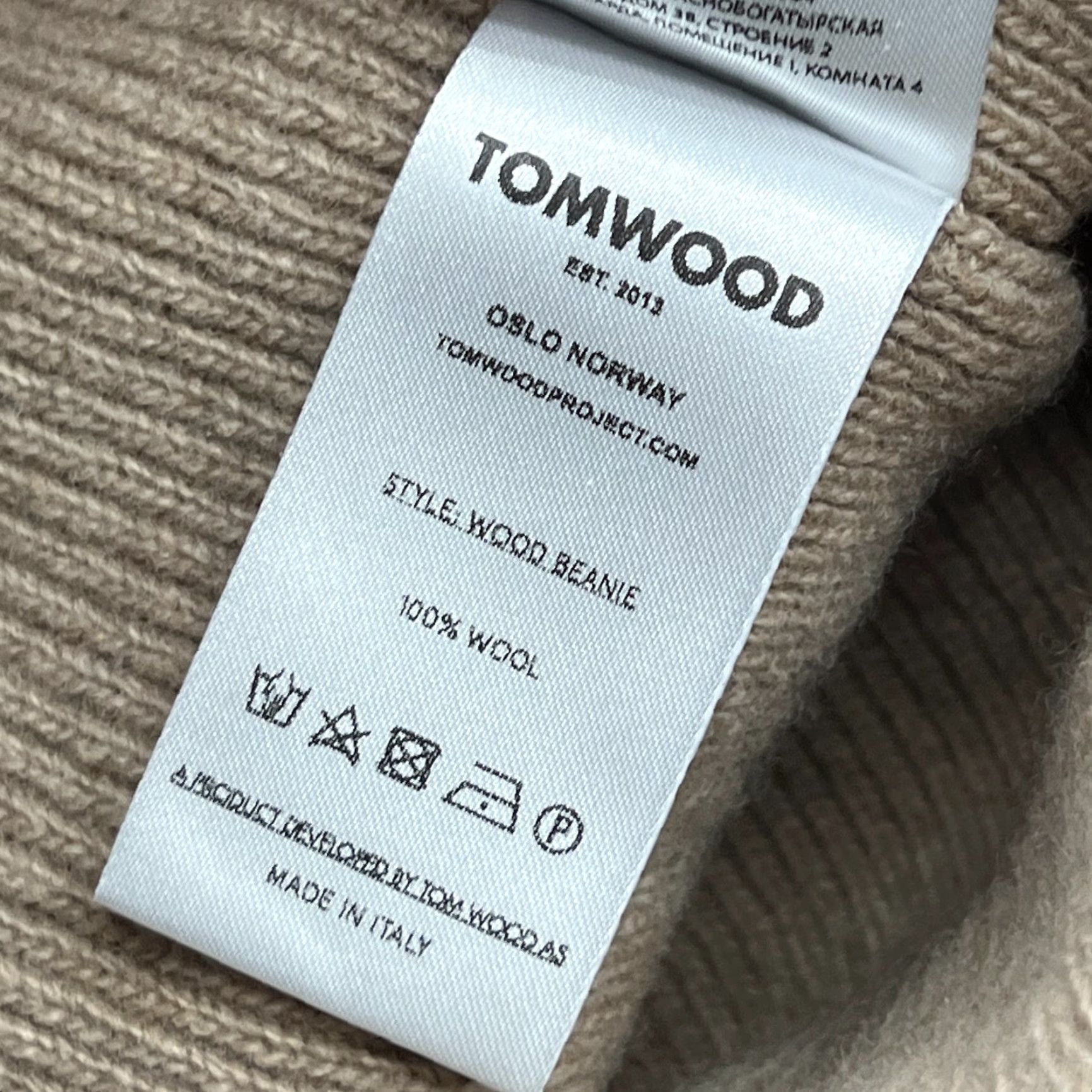 Tom Wood Tom Wood Beanie Hat One Size 100% Wool Cuffed Ribbon Norway Beige Wool Unisex Adults Beanie Size ONE SIZE - 4 Thumbnail