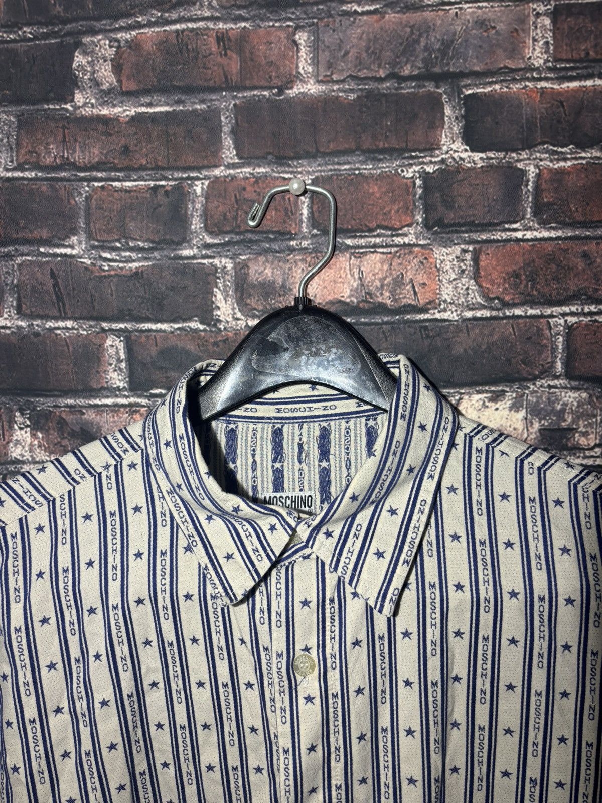 Moschino Vintage Moschino Jeans Logo Star Stripe Button-Up Shirt XL Size US XL / EU 56 / 4 - 6 Thumbnail