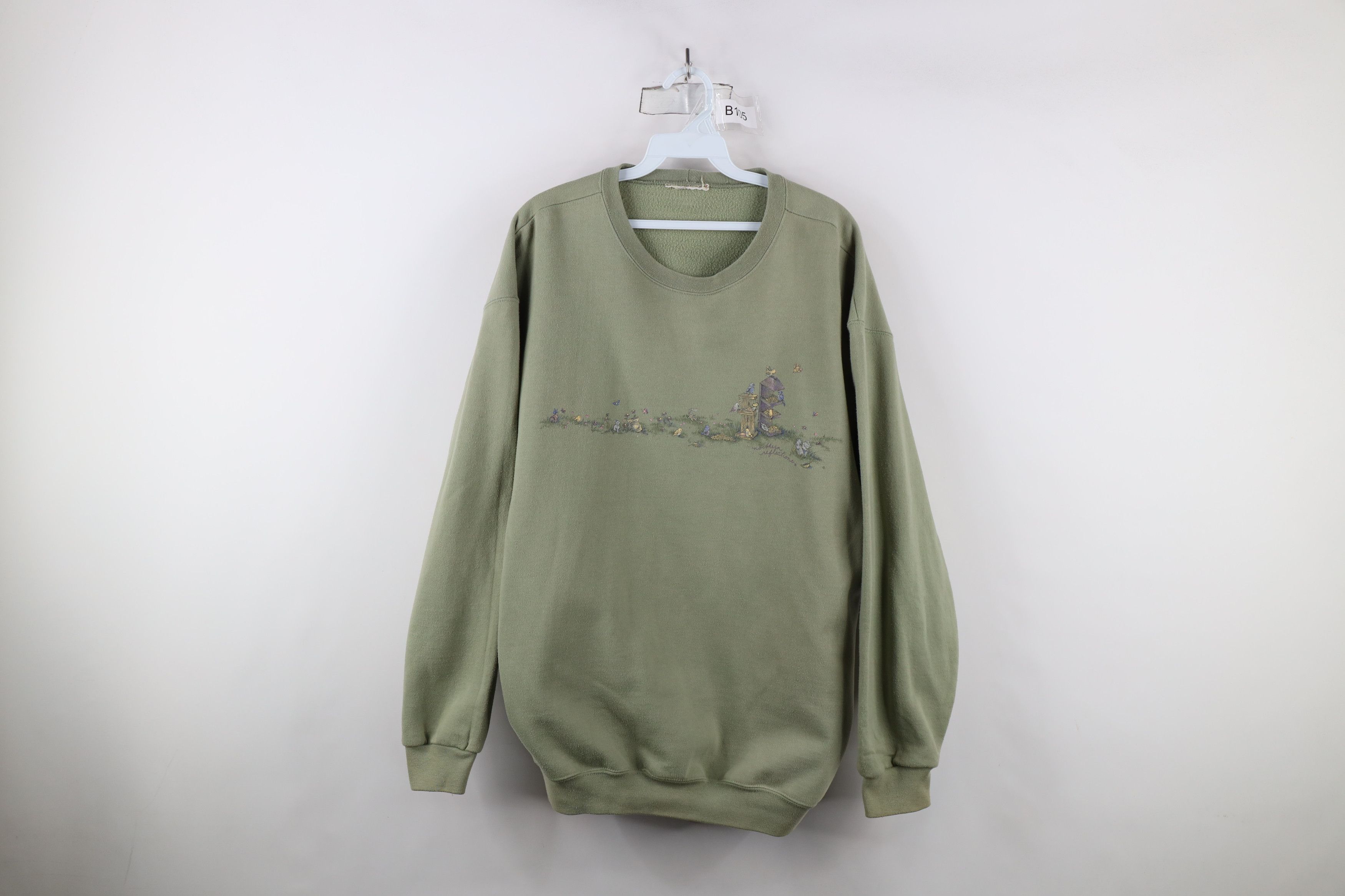 Vintage Vintage 90s Streetwear Bird Butterfly Crewneck Sweatshirt Size XXL / US 16-18 / IT 52-54 - 1 Thumbnail