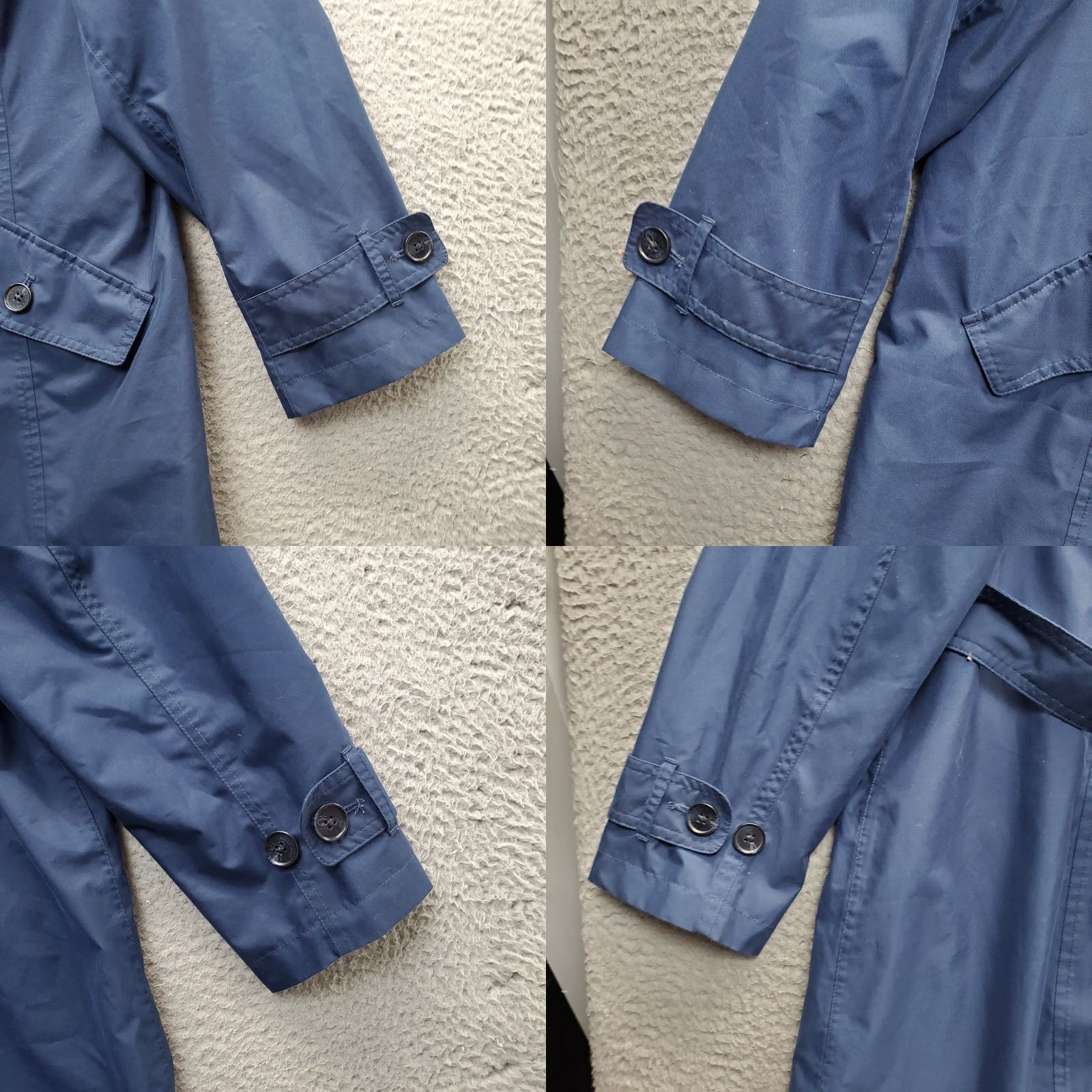 Lands' End Lands' End Trench Coat Womens 1X Navy Gingham Lined Vented Collar Button Front Size XL / US 12-14 / IT 48-50 - 9 Thumbnail