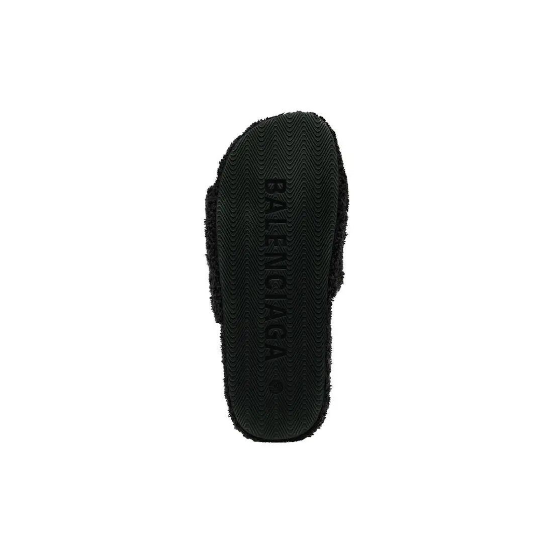 Balenciaga o1bcso1str0126 Furry Slide Sandals In Soft Towel in Black Size US 8 / IT 38 - 6 Thumbnail