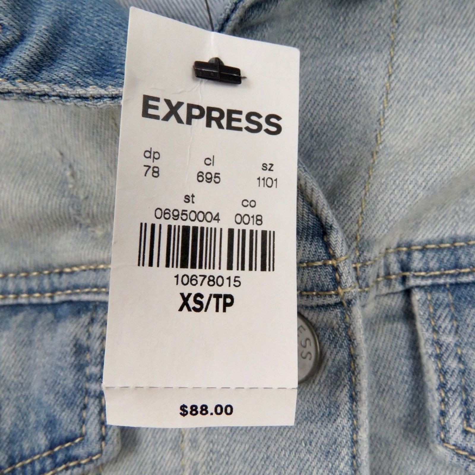 Express Express Jean Jacket Classic Denim Jacket Fitted XS Size XS / US 0-2 / IT 36-38 - 8 Thumbnail