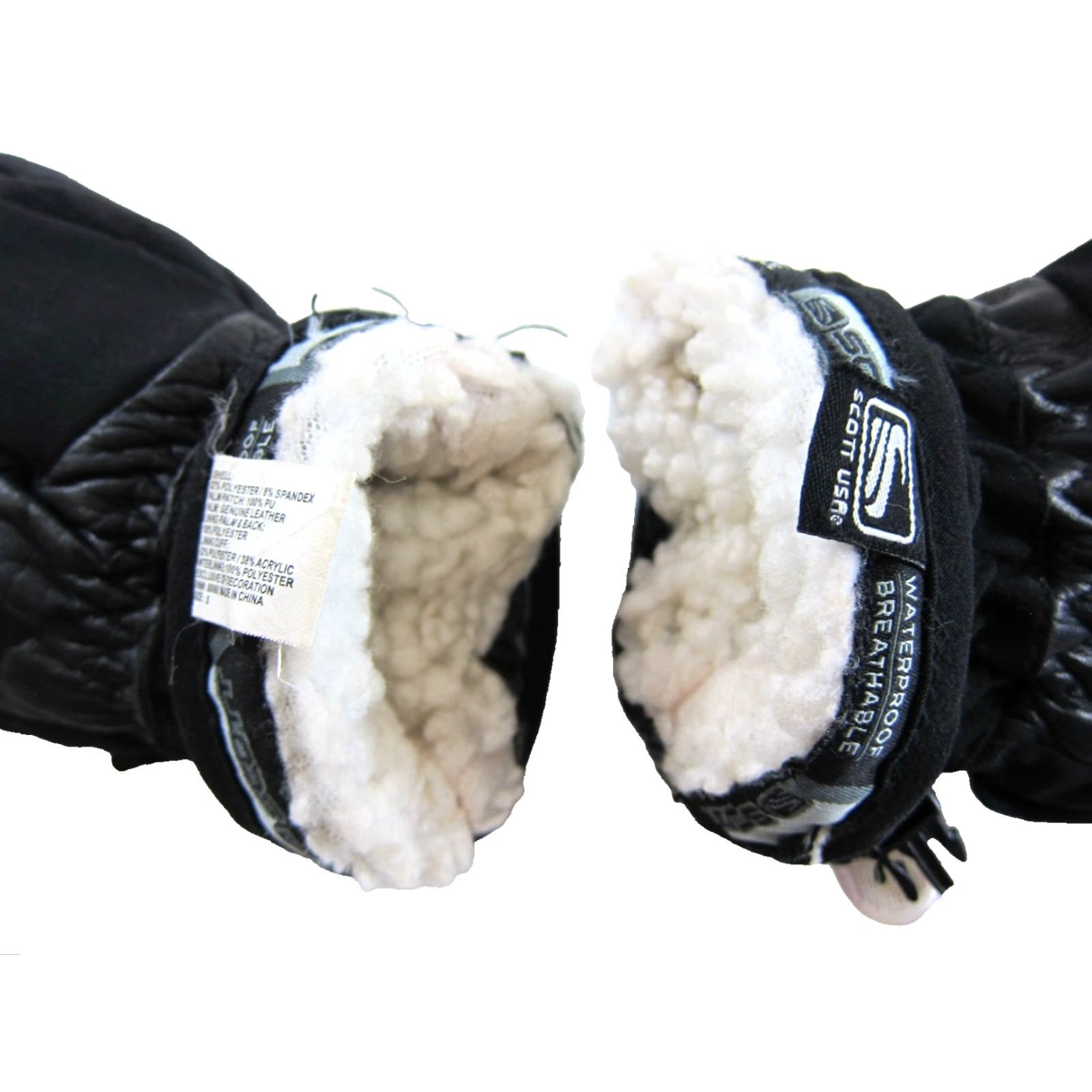 Vintage SCOTT Glove Adult Small Black Insulated 100% Leather Zip Pocket Warm Ski Snow Glove Women Small Size ONE SIZE - 6 Thumbnail