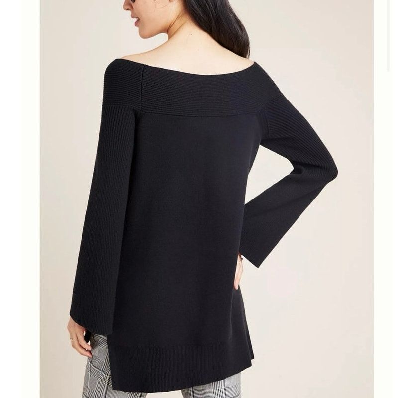 Anthropologie Anthropologie Elise Ribbed Tunic Boatneck Sweater Black XS Size XS / US 0-2 / IT 36-38 - 3 Thumbnail