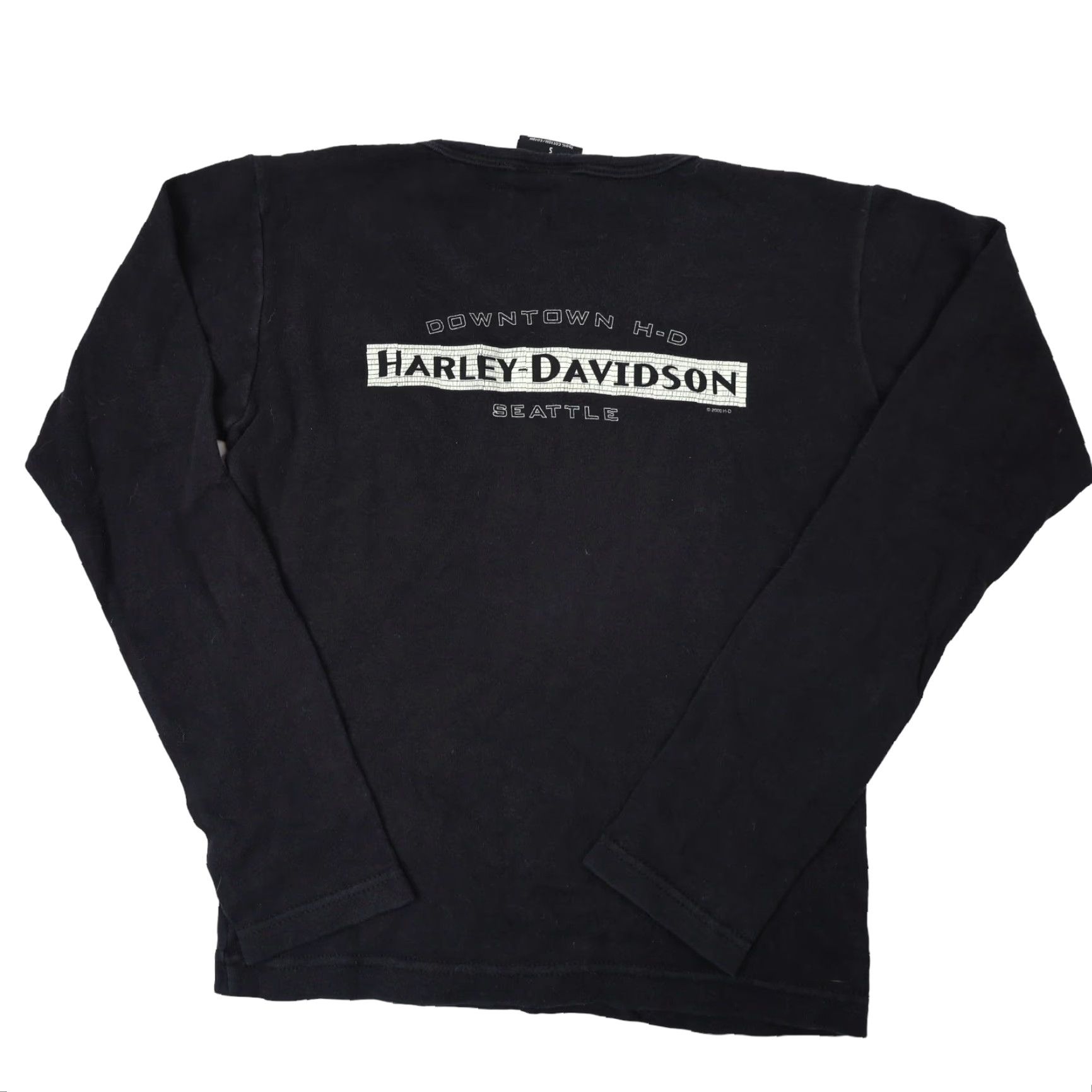 Harley Davidson VINTAGE Harley-Davidson Womens T-Shirt Black Small Spellout Graphic USA Made 90s/00s Womens Size S / US 4 / IT 40 - 2 Thumbnail