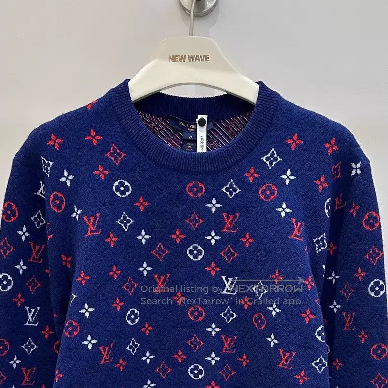 Louis Vuitton Louis Vuitton Blue full logo sweater Size XS / US 0-2 / IT 36-38 - 2 Thumbnail