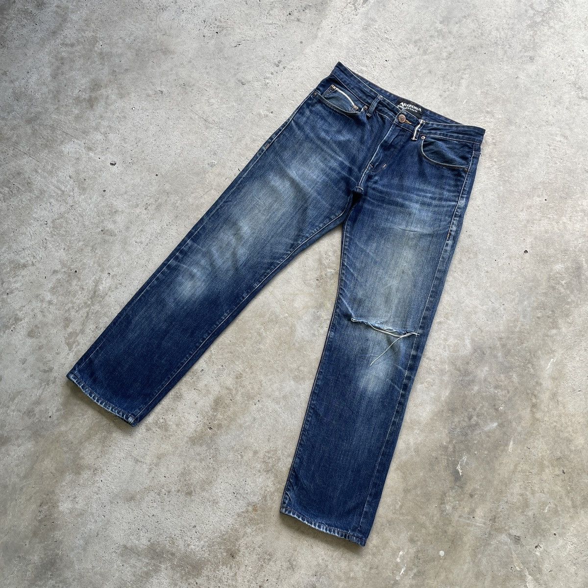 Japanese Brand Vintage AriZona Jeans Redline Faded Ripped Pants Distressed Size US 32 / EU 48 - 2 Thumbnail