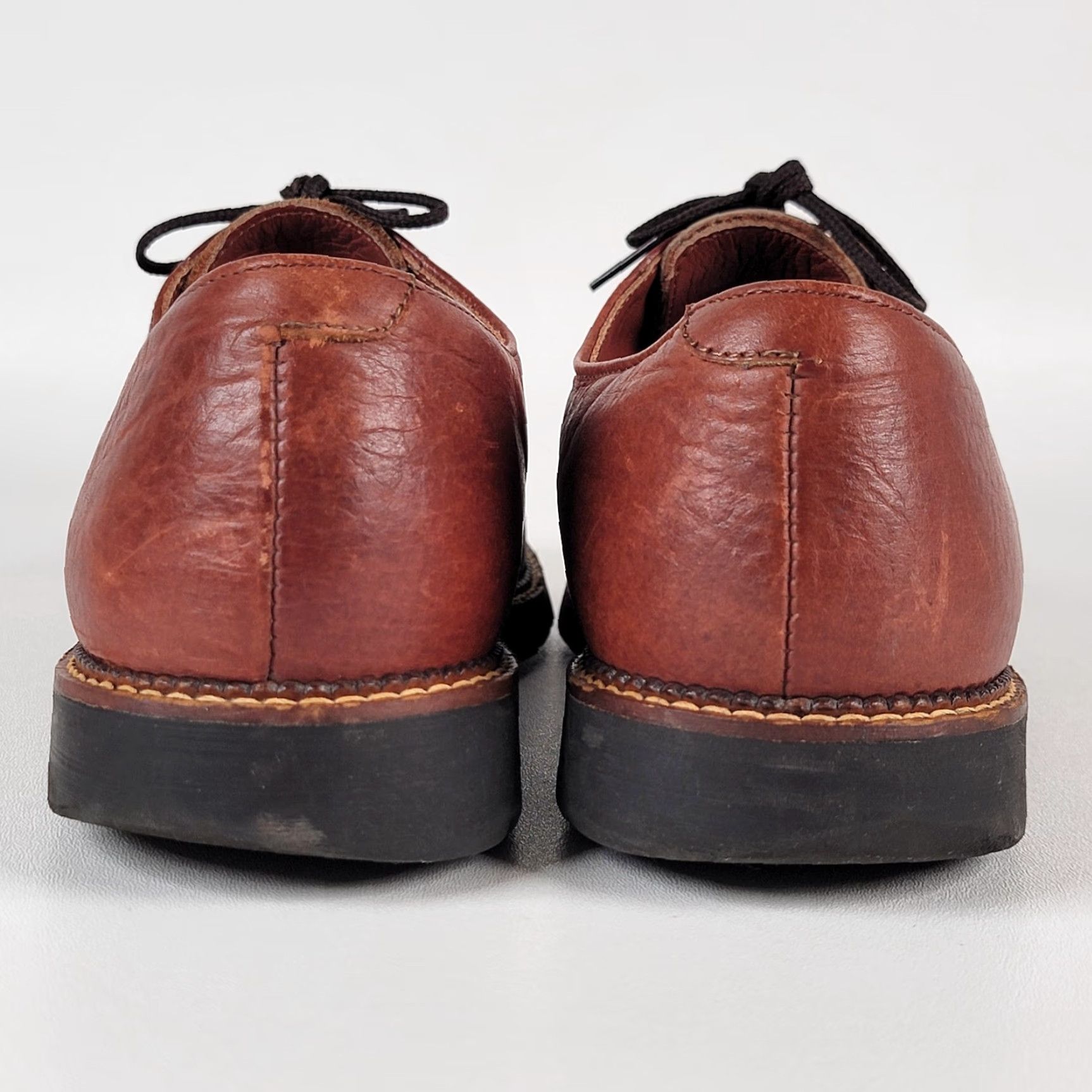 Vintage HS Trask Brown Leather Lace Up Oxford Casual Shoes Mens 11.5 M Leather Upper Rubber Outsole Comfort Casual Size US 12 / EU 45 - 6 Thumbnail