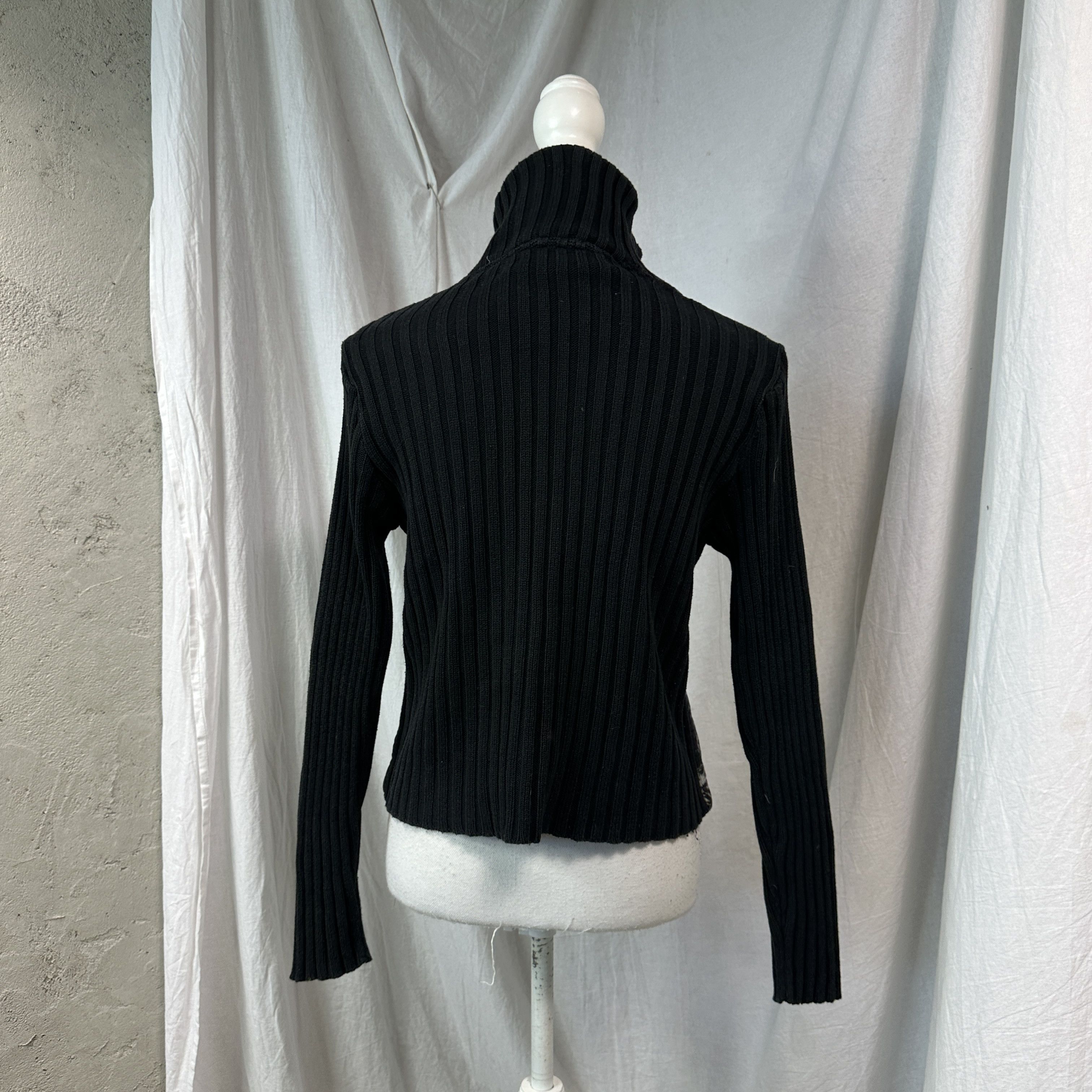Vintage Vintage Acid Bleach Ribbed Turtle Neck Zip Sweater 00s Size US M / EU 48-50 / 2 - 8 Thumbnail