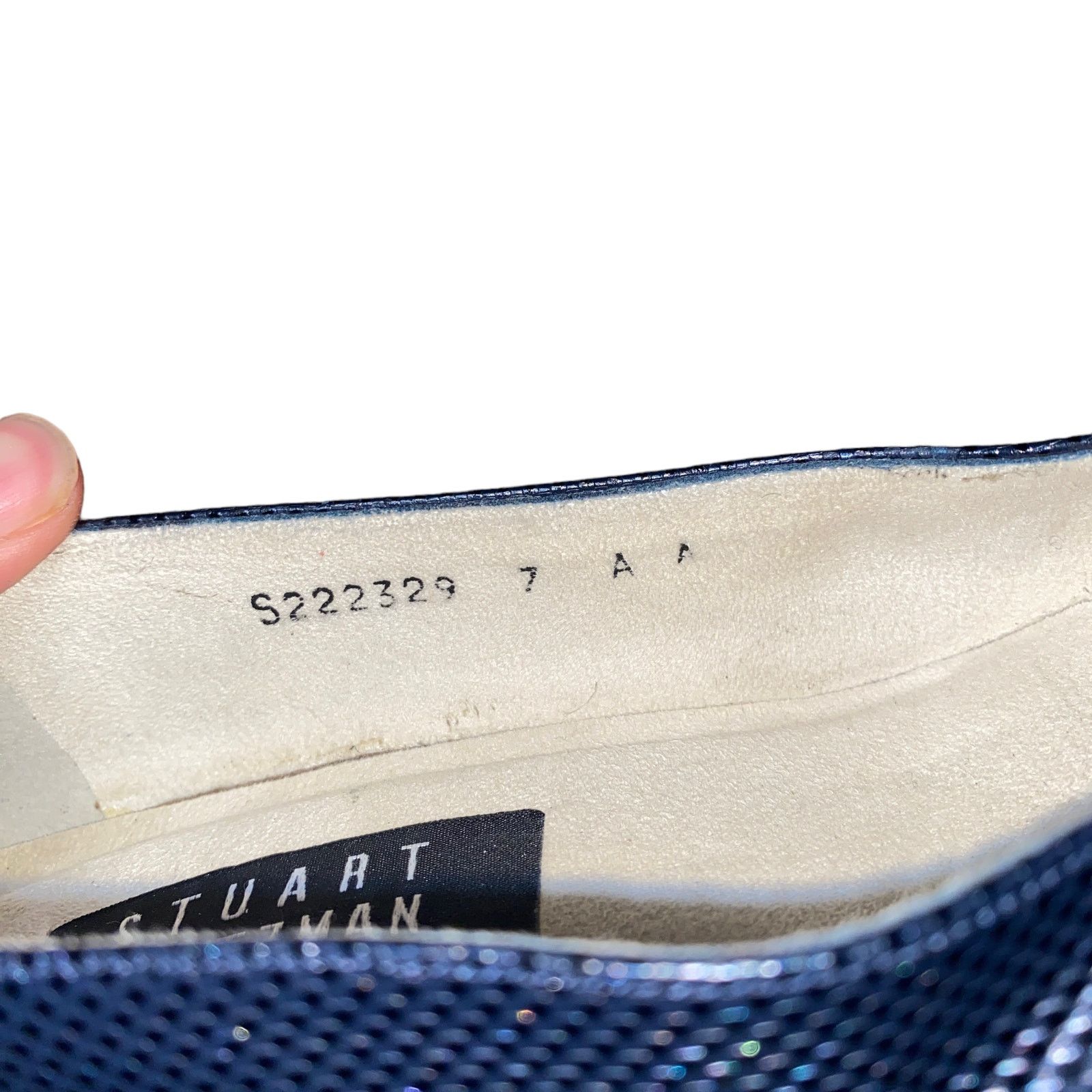 Stuart Weitzman Stuart Weitzman Navy Blue Textured Leather Block Heels 7 AA Size US 7 / IT 37 - 8 Thumbnail