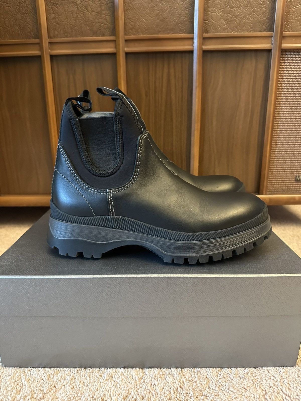 Prada Prada Brixxen Chelsea Boots Black Leather Neoprene US 7.5 Size US 7.5 / EU 40-41 - 5 Thumbnail