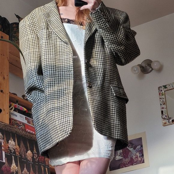 Hugo Boss Hugo boss vintage virgin wool houndstooth jacket - size 50 Size 50R - 8 Thumbnail