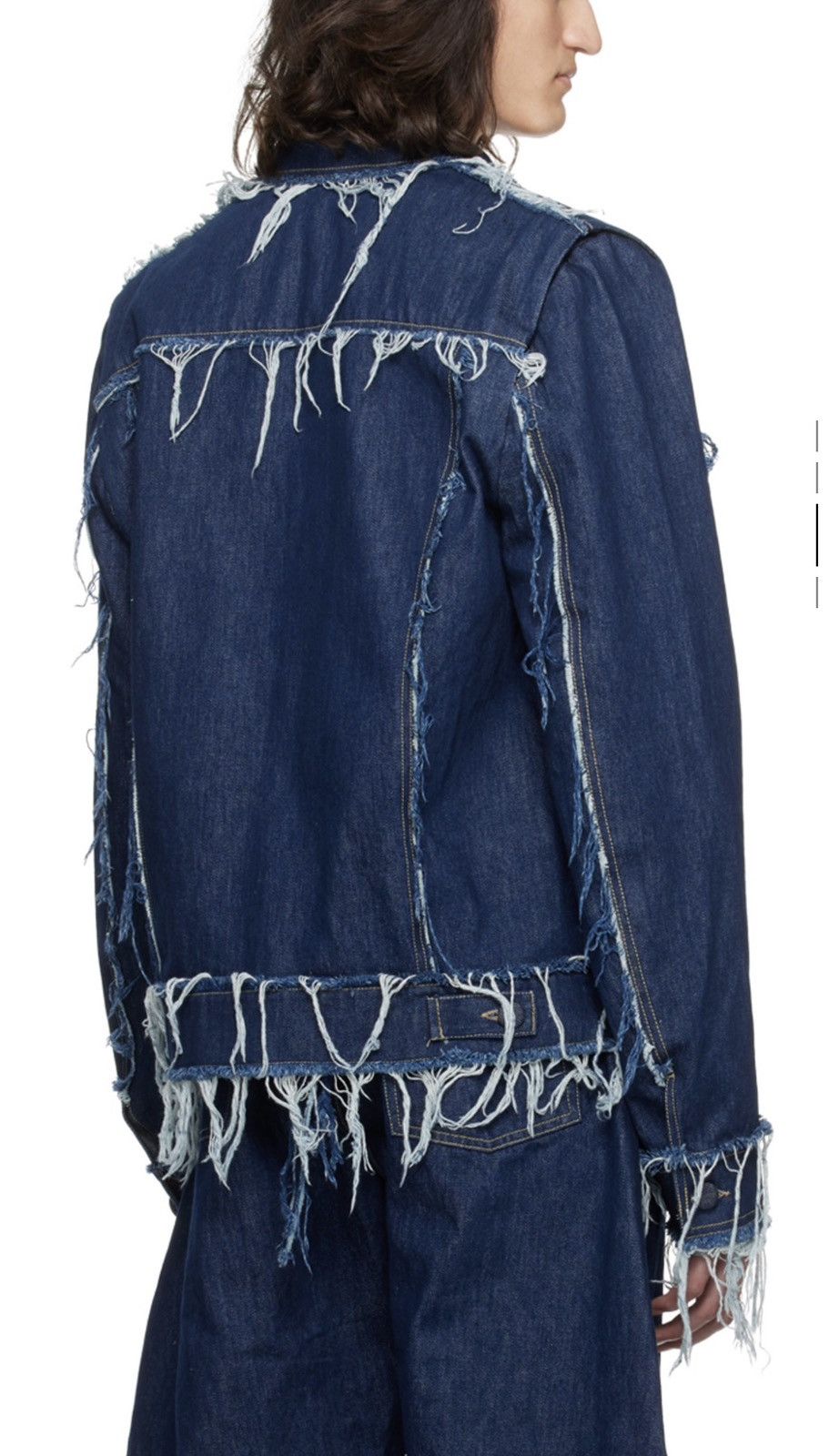 Bianca Saunders Blue Clash of Clans Edition Frayed Stripe Denim Jacket Size US XL / EU 56 / 4 - 3 Thumbnail