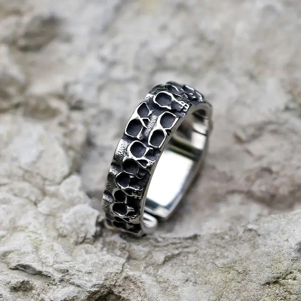 Jewelry Skull Biker Punk Rock Rings Size ONE SIZE - 2 Thumbnail