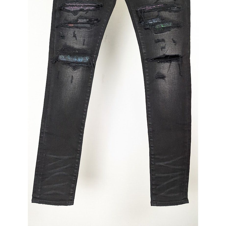 Amiri o1rshd1 Rainbow Paisley Thrasher Jeans in Aged Black Size US 34 / EU 50 - 4 Thumbnail