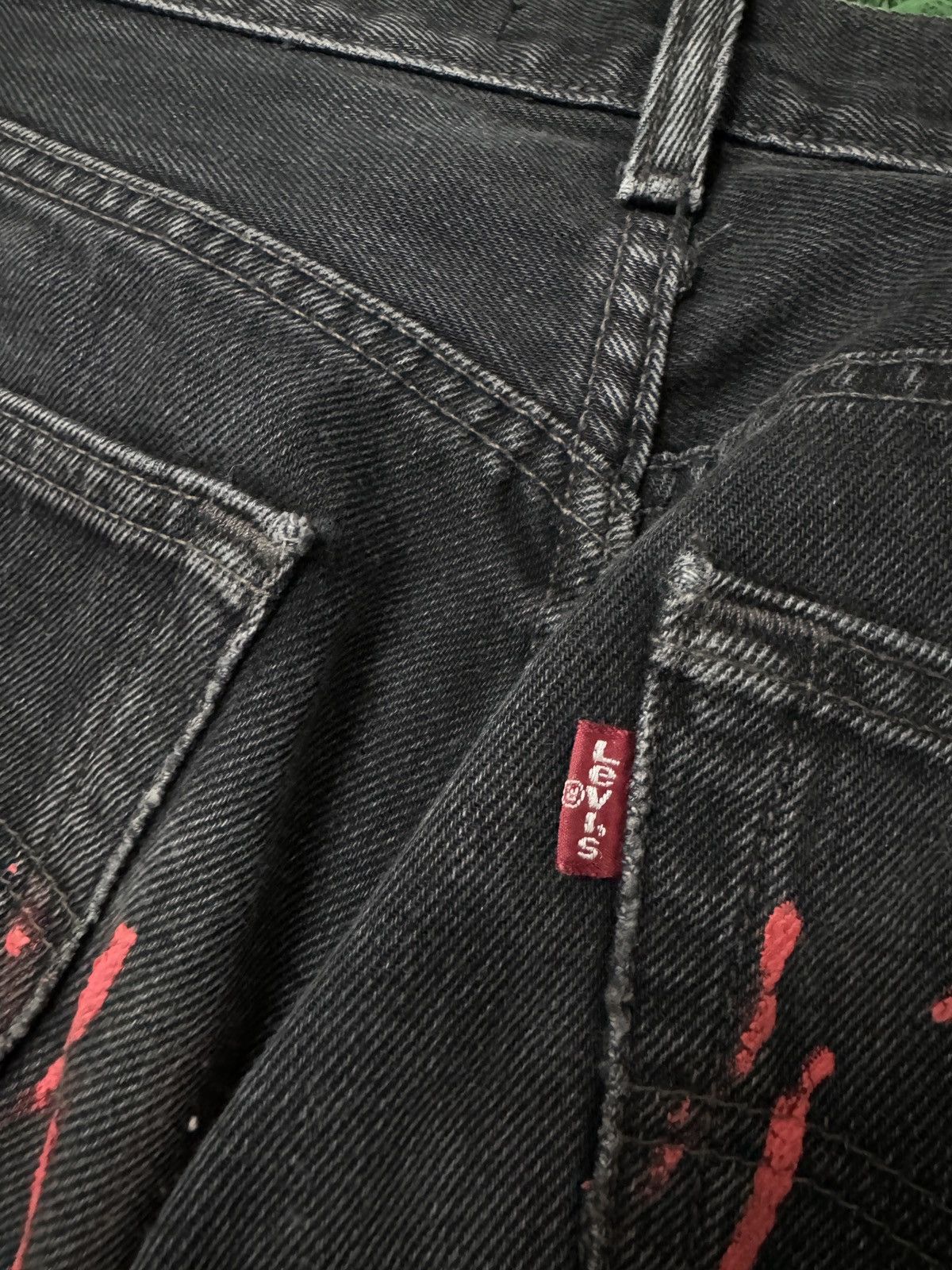 Sp5der Sp5der Black Red Grafiti Denim Size 31 Size US 31 - 6 Thumbnail