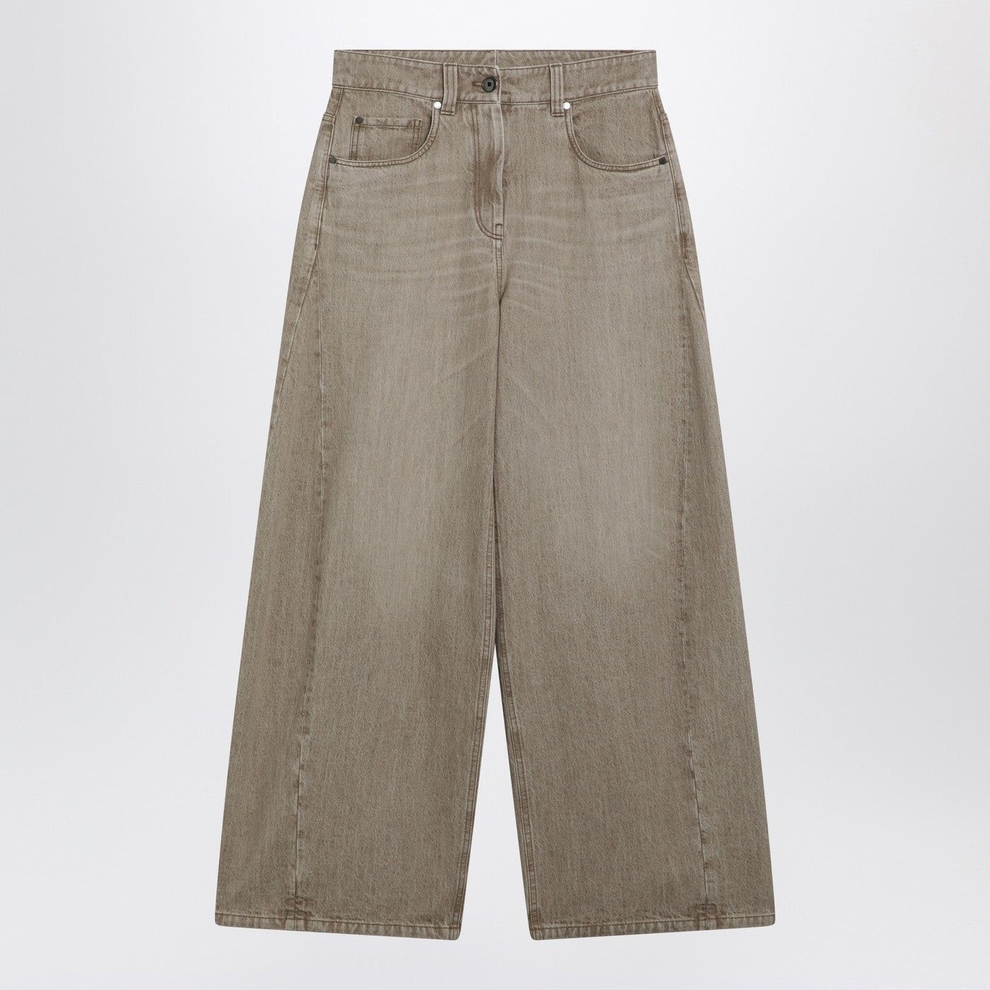 Brunello Cucinelli Brunello Cucinelli Wide-Leg Desert-Colored Jeans Size 28" / US 6 / IT 42 - 1 Thumbnail